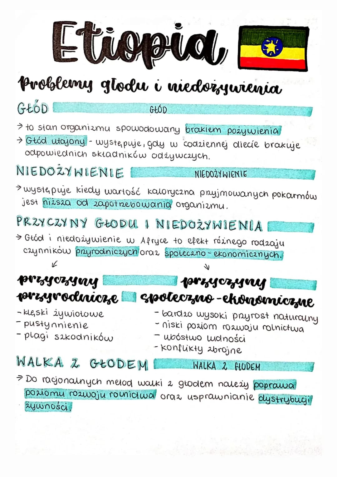 Etiopia
Problemy głodu i niedożywienia
GŁód
GŁÓD
→ to stan organizmu spowodowany brakiem pożywienia?
→ Głód utajony - występuje, gdy w codzi
