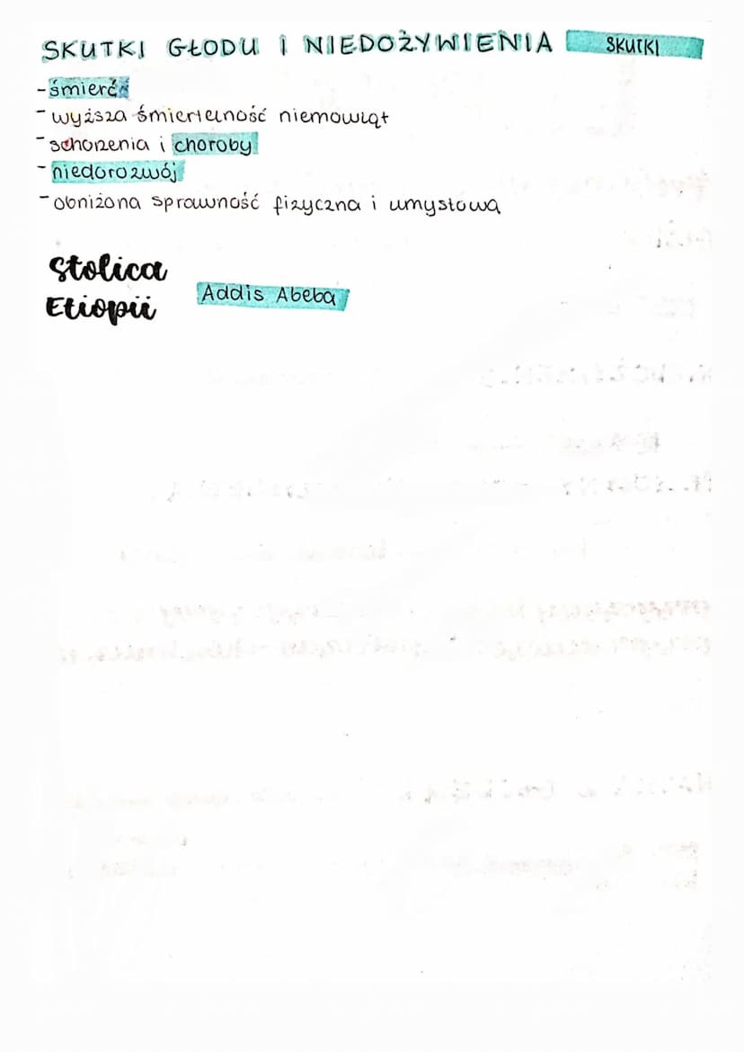 Etiopia
Problemy głodu i niedożywienia
GŁód
GŁÓD
→ to stan organizmu spowodowany brakiem pożywienia?
→ Głód utajony - występuje, gdy w codzi