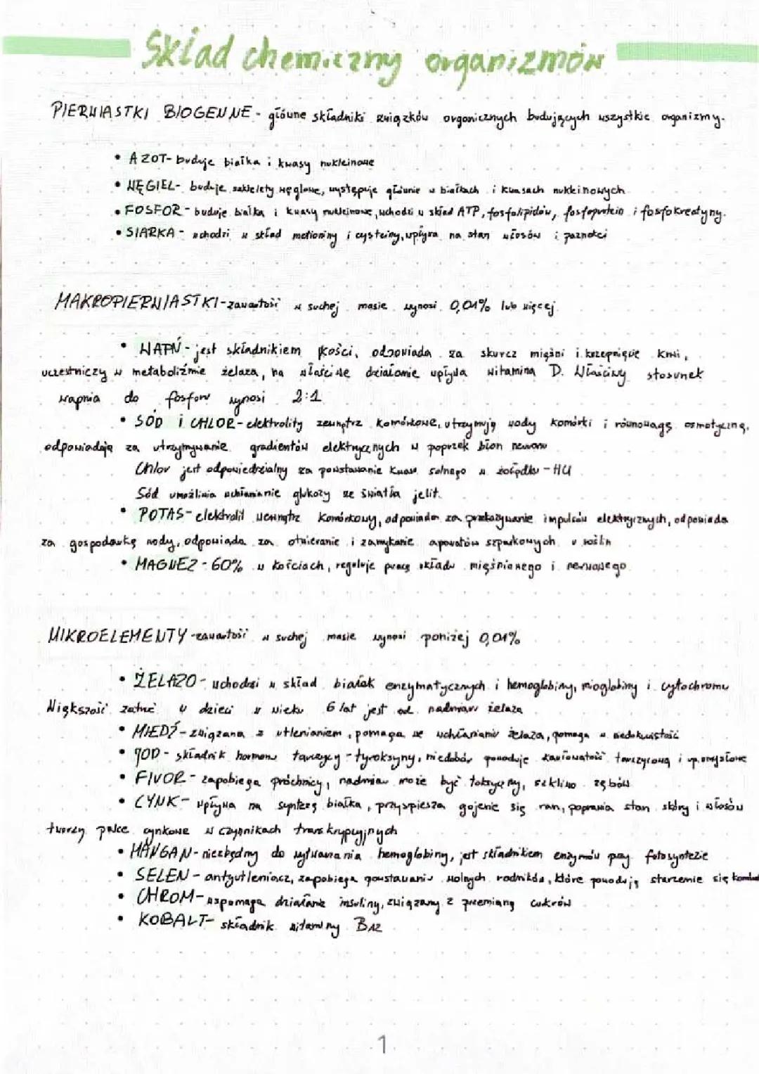 Skład chemiczny organizmów: Pierwiastki biogenne i ich rola