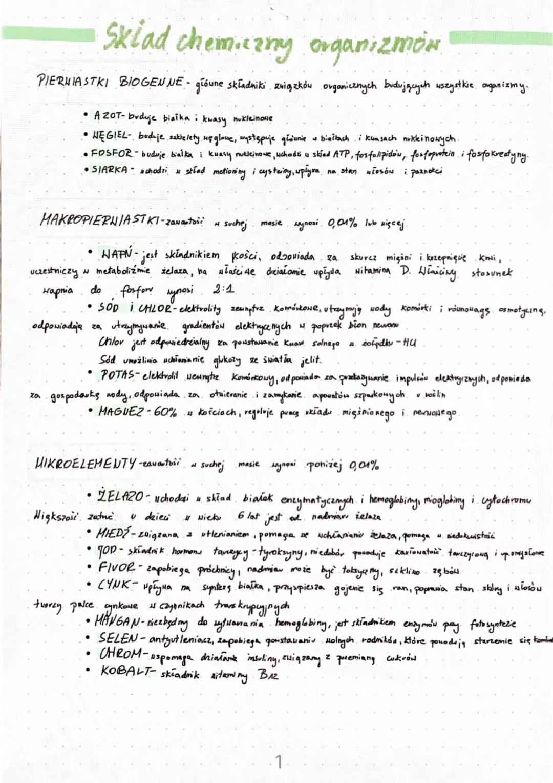 Sklad chemiczny organizmów
PIERWIASTKI BIOGENNE - główne składniki związków organicznych budujących wszystkie organizmy.
kwasy nukleinowe
●
