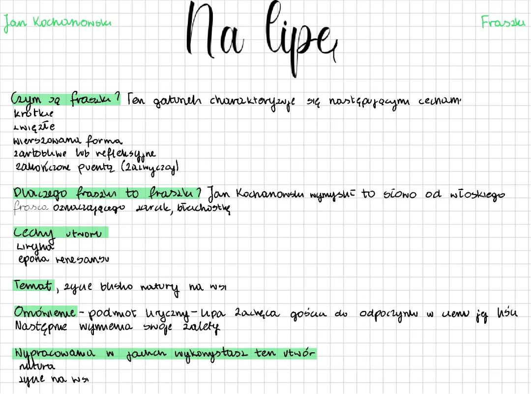 Fraszka Na lipę - Tekst, Interpretacje i Środki Stylistyczne | Klasa 7-8