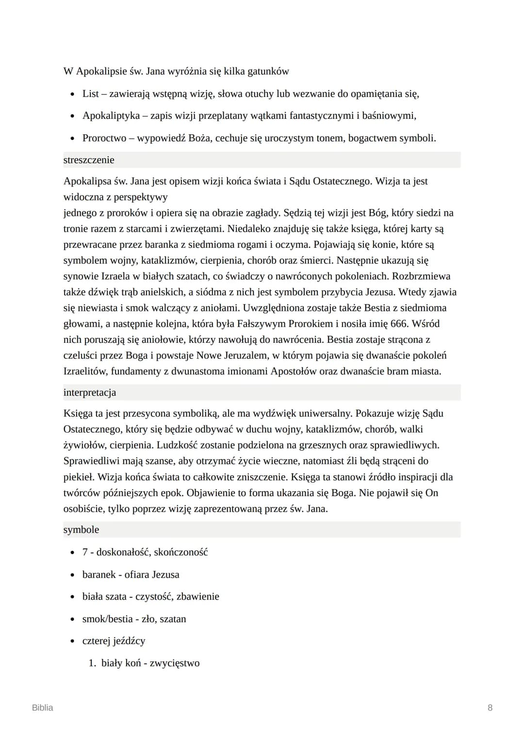 Biblia
Biblia
nazwa
pochodzi od greckiego słowa biblios oznaczającego łodygę papirusu, natomiast od tego
słowa pochodzi słowo biblion co ozn