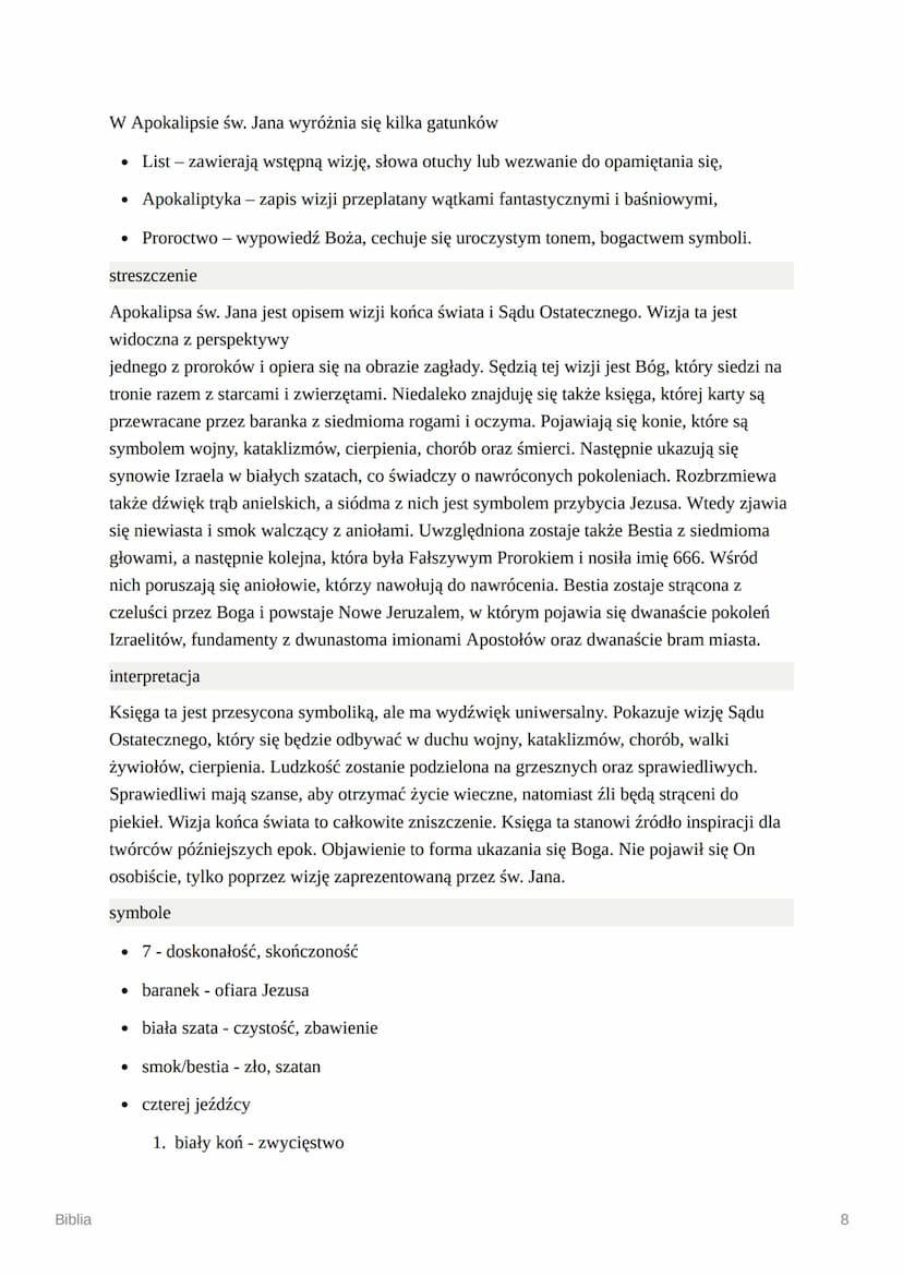 Biblia
Biblia
nazwa
pochodzi od greckiego słowa biblios oznaczającego łodygę papirusu, natomiast od tego
słowa pochodzi słowo biblion co ozn