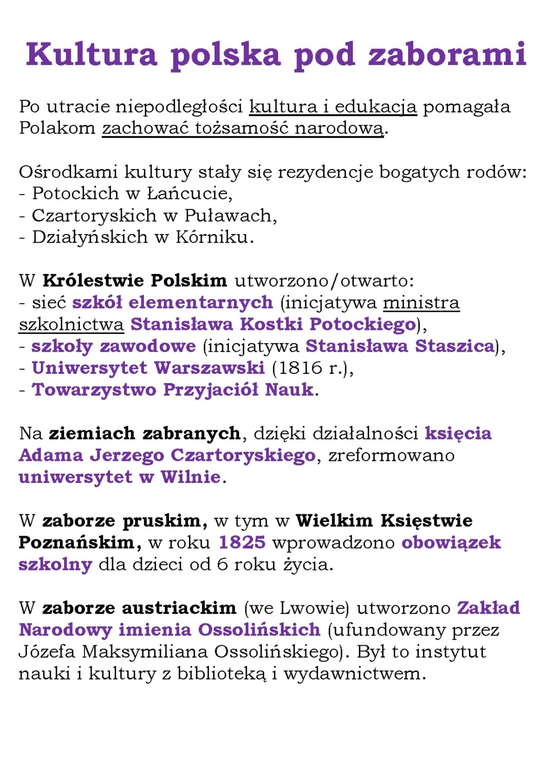 Kultura polska pod zaborami - Ciekawostki z XIX wieku i Joachim Lelewel