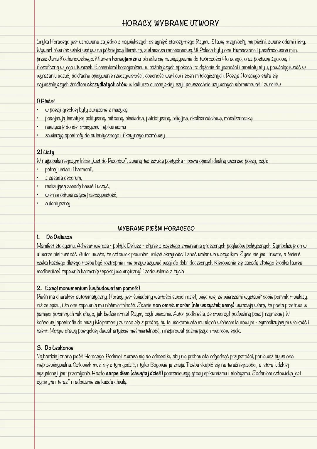 Twórczość Horacego i wybrane utwory 