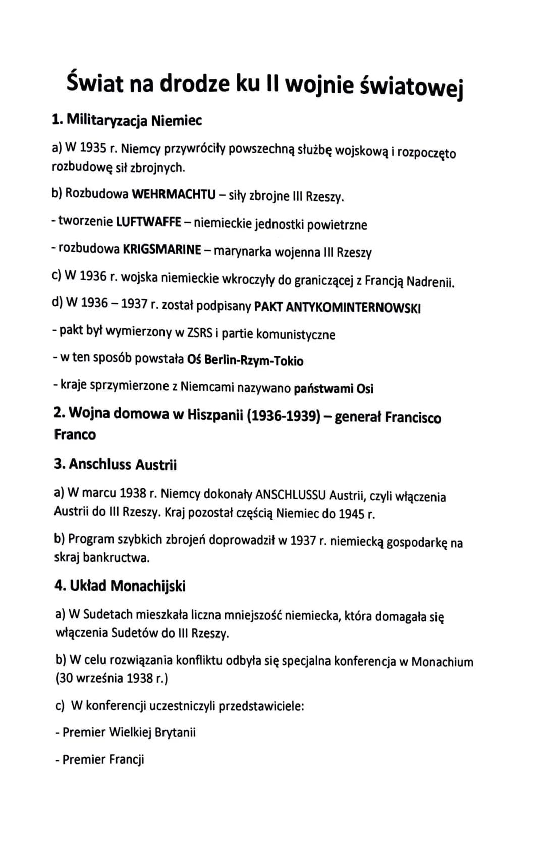 Świat na drodze ku II wojnie światowej
1. Militaryzacja Niemiec
a) W 1935 r. Niemcy przywróciły powszechną służbę wojskową i rozpoczęto
rozb
