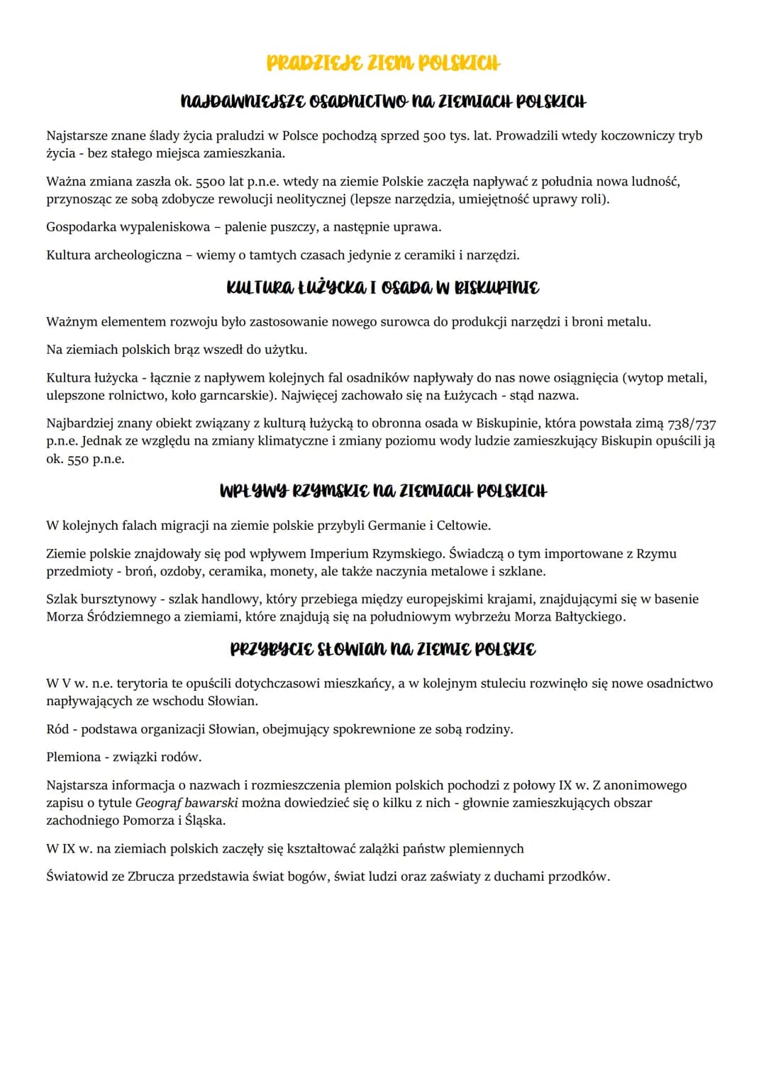 PRADZIEJE ZIEM POLSKICH
NAJDAWNIEJSZE OSADNICTWO na ZIEMIACH POLSKICH
Najstarsze znane ślady życia praludzi w Polsce pochodzą sprzed 500 tys