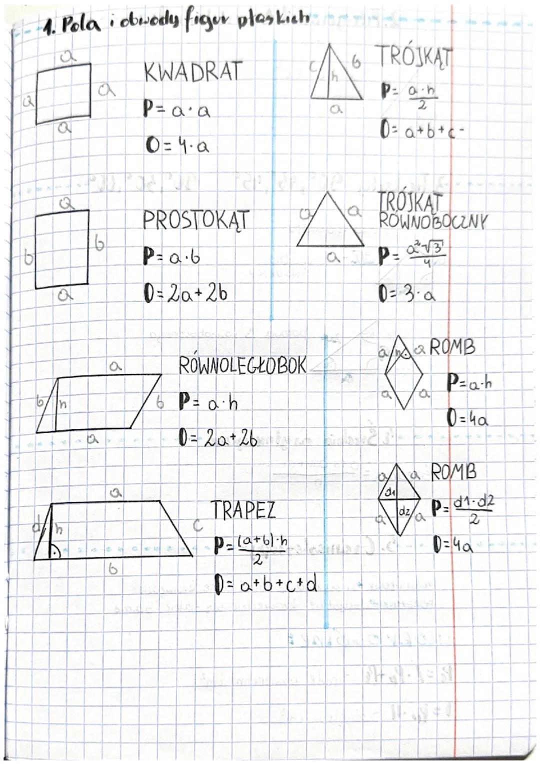 Q
16t
D
1. Pola i dobwody figur plaskich
KWADRAT
P= a · a
0=4.a
13
44
Q
a
A
In
a
61
Q
a
PROSTOKĄT
P=a• b
0=2a + 2b
ROWNOLEGŁOBOK
6 P = a · h