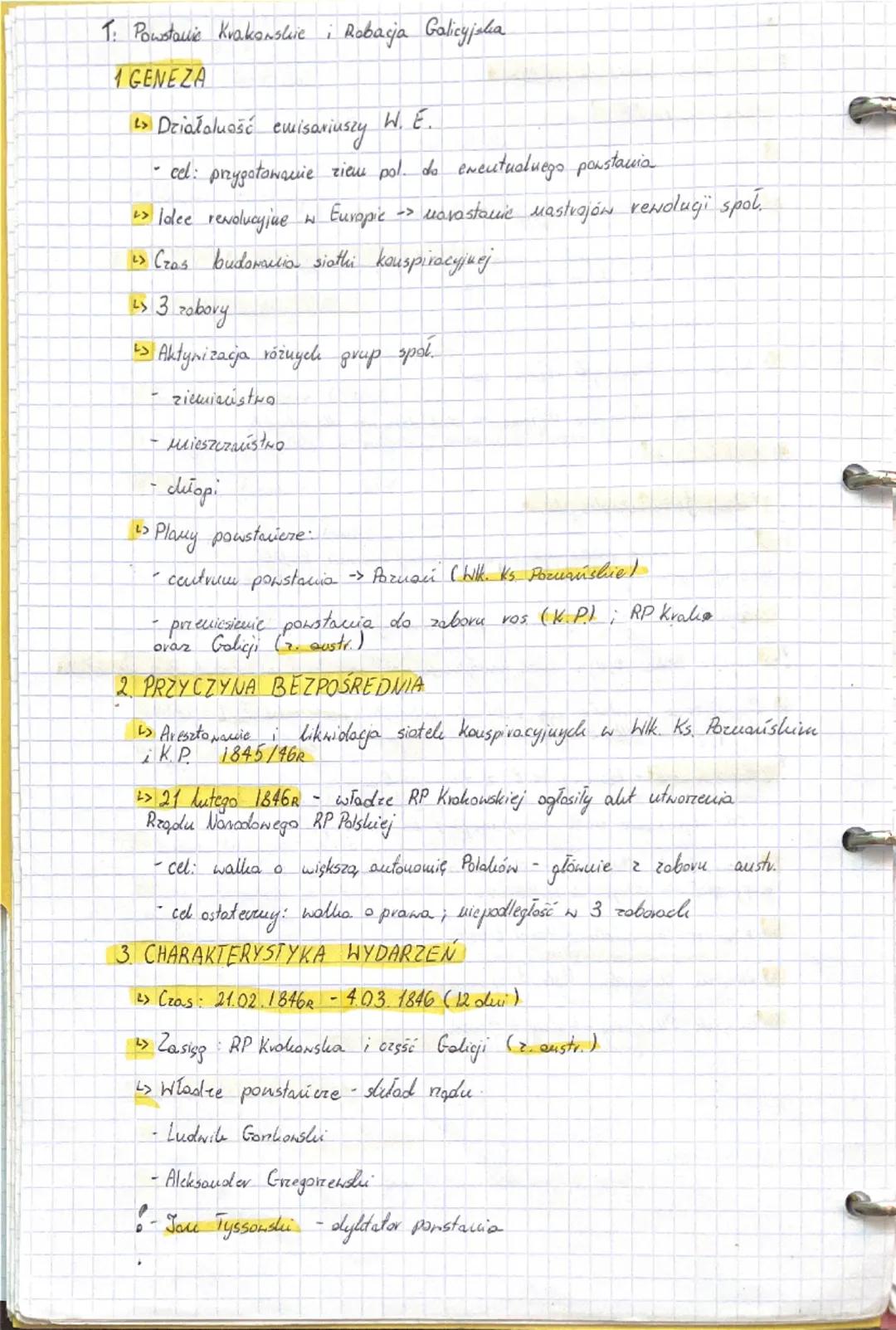 # T: Powstanie Krakowskie i Rabacja Galicyjska

## 1 GENEZA

- Działalność emisariuszy W.E.

  - cel: przygotowanie ziału pol. do ewentualne