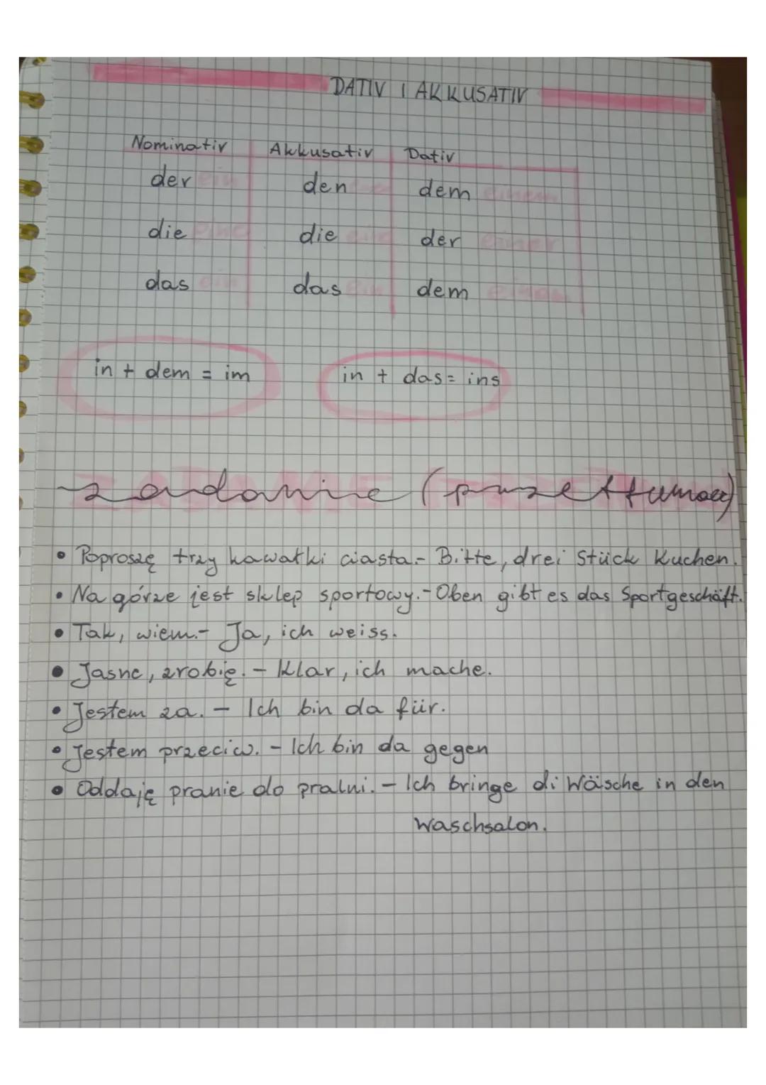 Niemiecki Klasa 8: Notatki do Działu 1