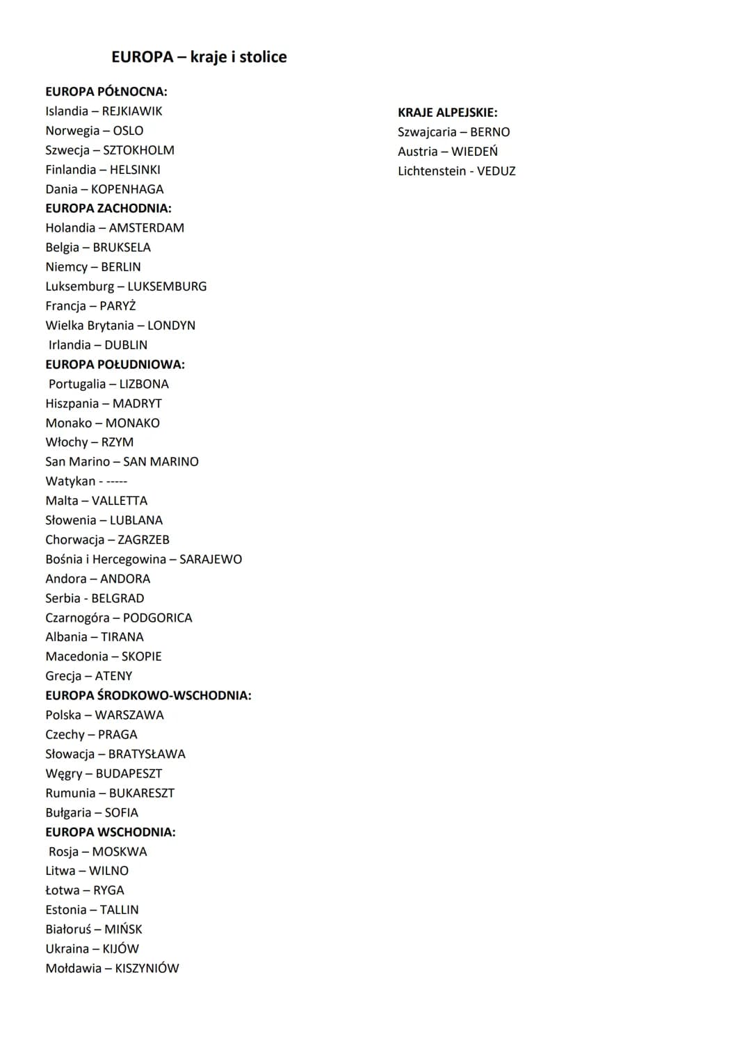 AZJA -państwa i stolice
Afganistan - Kabul
Arabia Saudyjska - Ar-Rijad
Armenia - Erewań
Azerbejdżan - Baku
Bahrajn - Al-Manama
Bangladesz - 