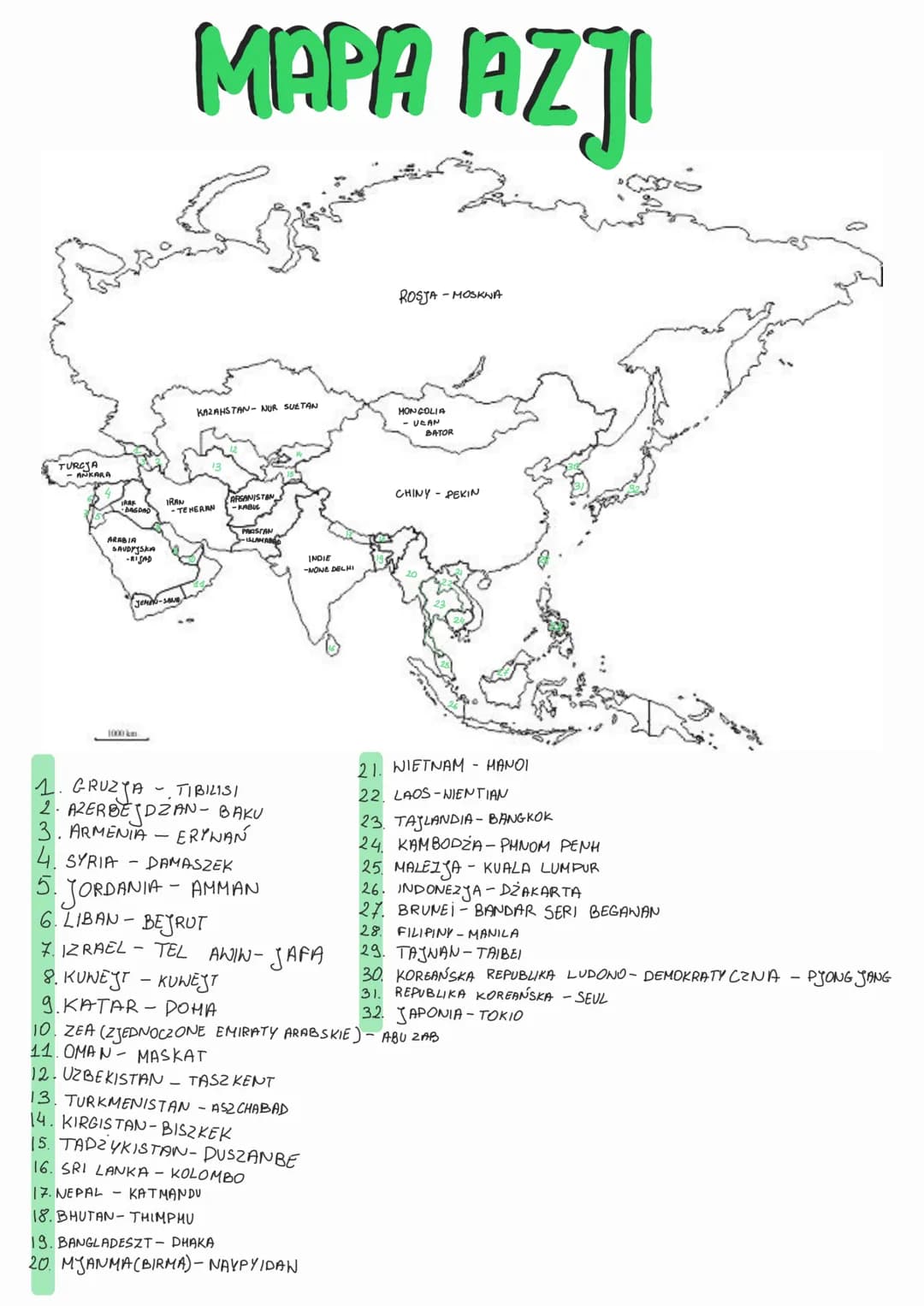 TURCIA
ANKARA
•BAGDAD
ARABIA
SAUDYJSKA
-RISAD
JEMPO-SAND
1000 km
MAPA AZJI
KAZAHSTAN-NUR SULTAN
IRAN
-TEHERAN
6. LIBAN- BEJRUT
AFGANISTAN
KA