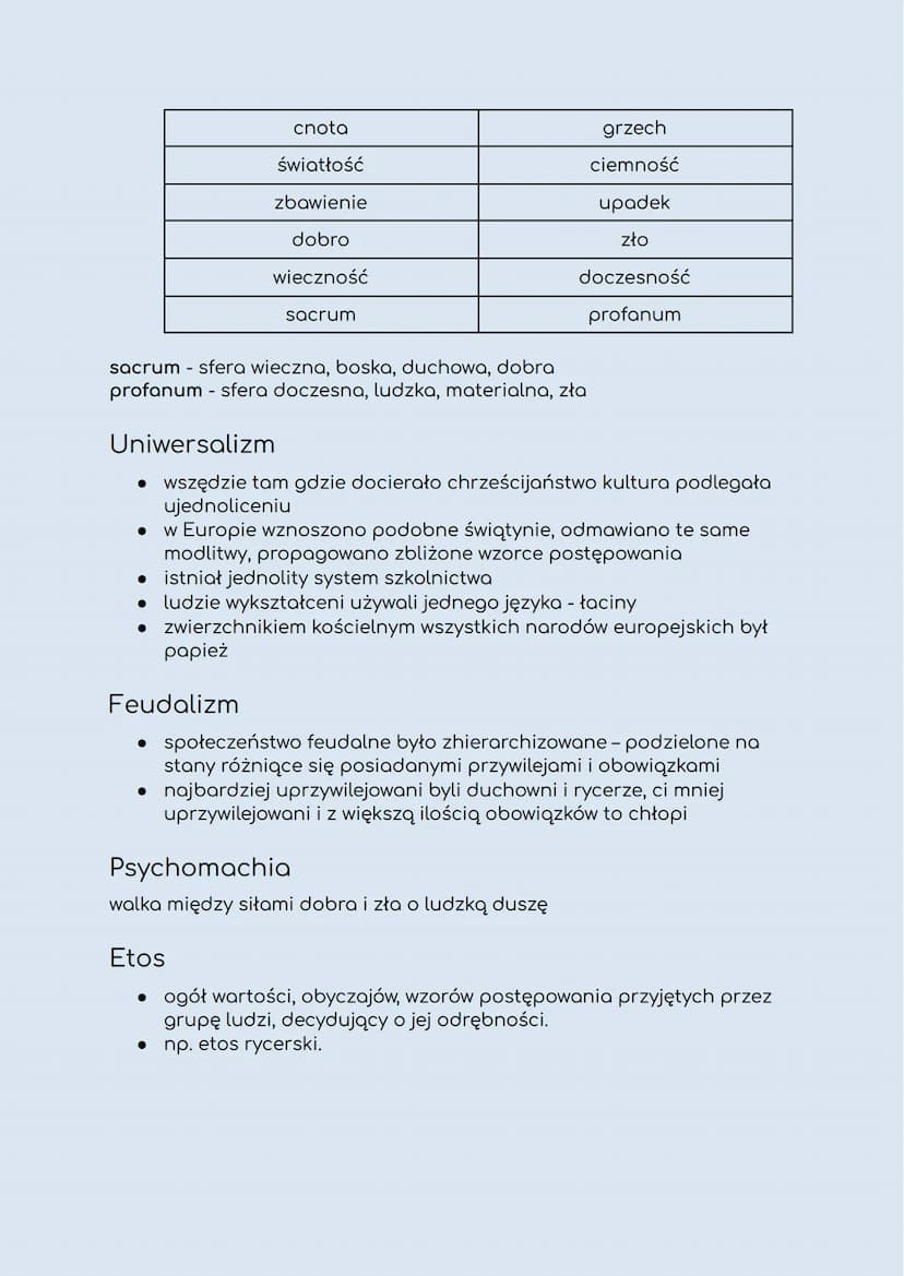 ŚREDNIOWIECZE
wieki średnie - włoscy humaniści uważali, że stulecia pomiędzy
cywilizacją starożytną a odrodzeniem tradycji antycznej były ty