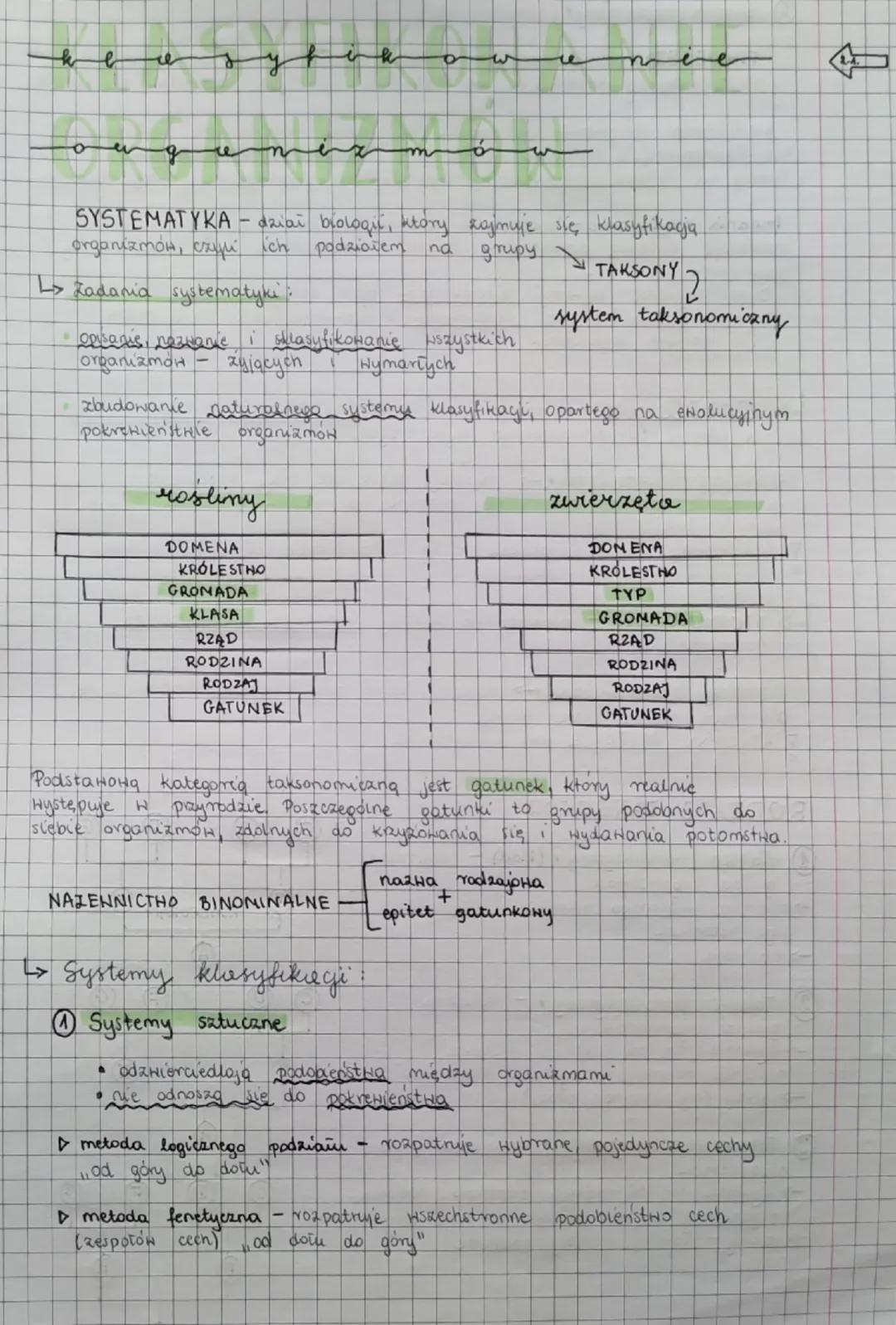 SYSTEMATYKA - dział biologii, który zajmuje się, klasyfikacja
organizmów, схуй ich podziaitem nà grupy TAKSONY?
Zadania systematyki. system 