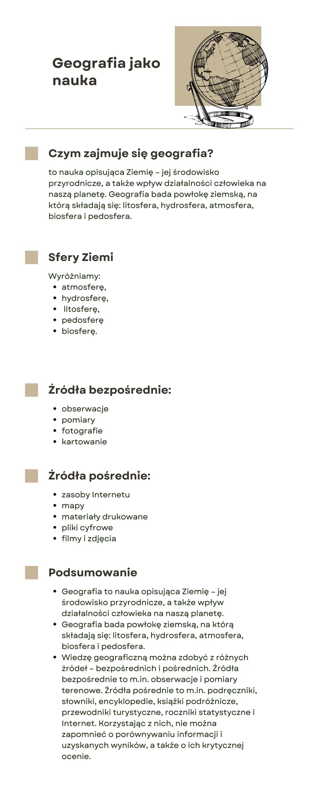 Geografia jako
nauka
Czym zajmuje się geografia?
to nauka opisująca Ziemię – jej środowisko
przyrodnicze, a także wpływ działalności człowie