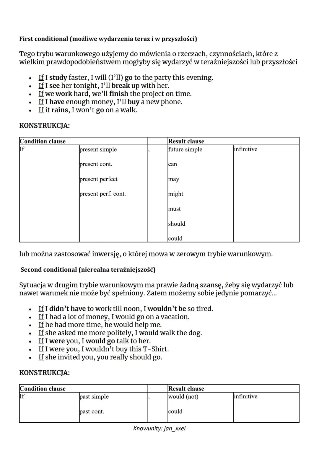Conditionals - tryby warunkowe 0, 1, 2, 3
Wstęp...
Wyróżniamy 4 tryby warunkowe:
Zero conditional
First conditional
Second conditional
Third