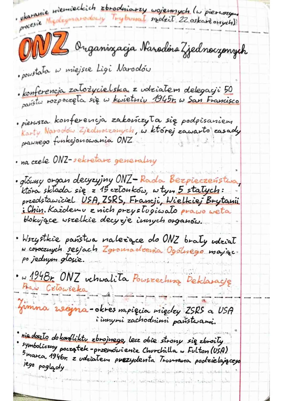 Lekcja
Temat Początek zimnej wojny.
i
1.Skutki II wojny światowej
2. Konferencia
3. Powstanie ONE
Poczdamie procesy norymberskie.
4. Ekspans