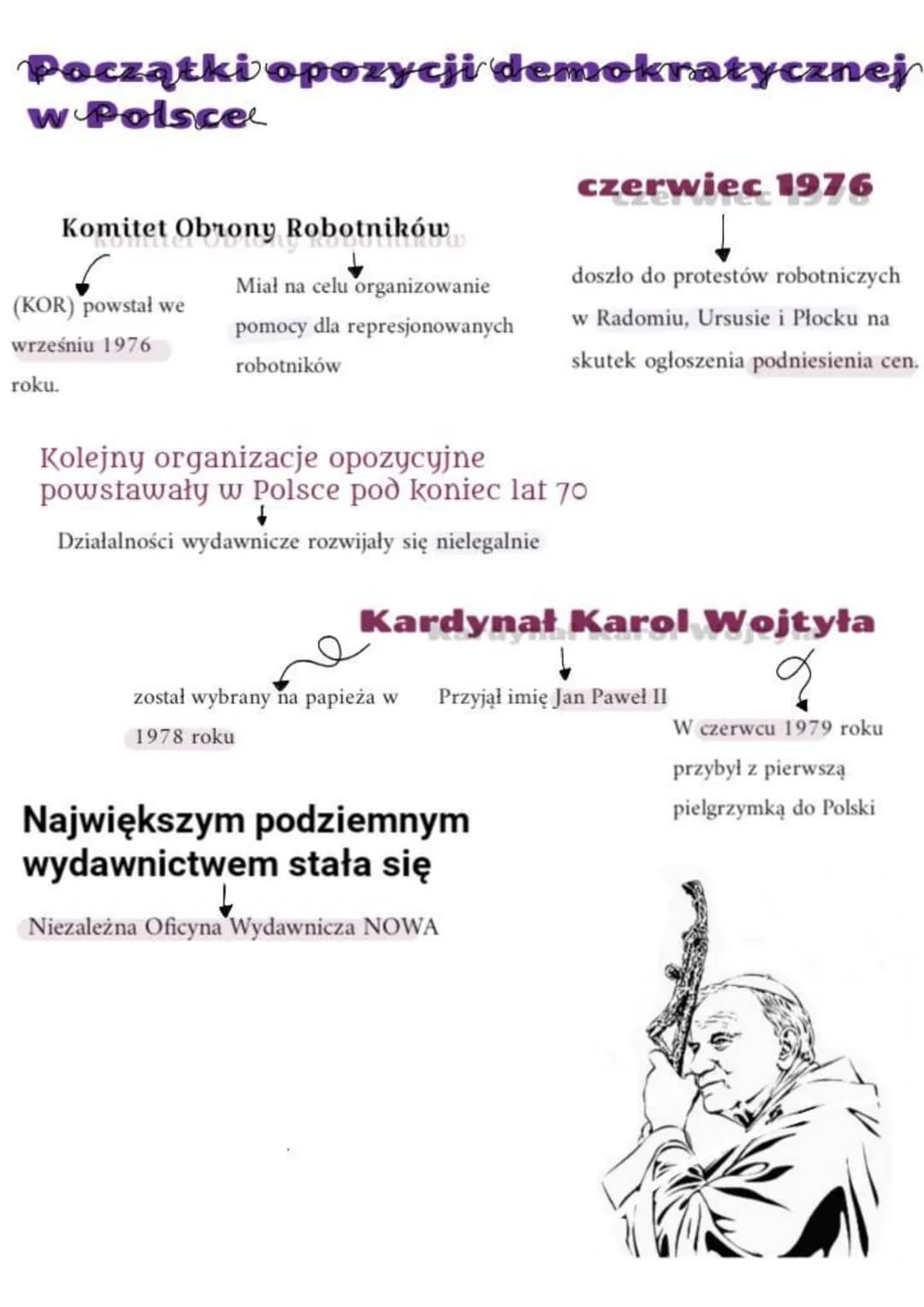 Początki opozycji demokratycznej
w Polsce
Komitet Obrony Robotników
(KOR) powstał we
wrześniu 1976
roku.
Miał na celu organizowanie
pomocy d
