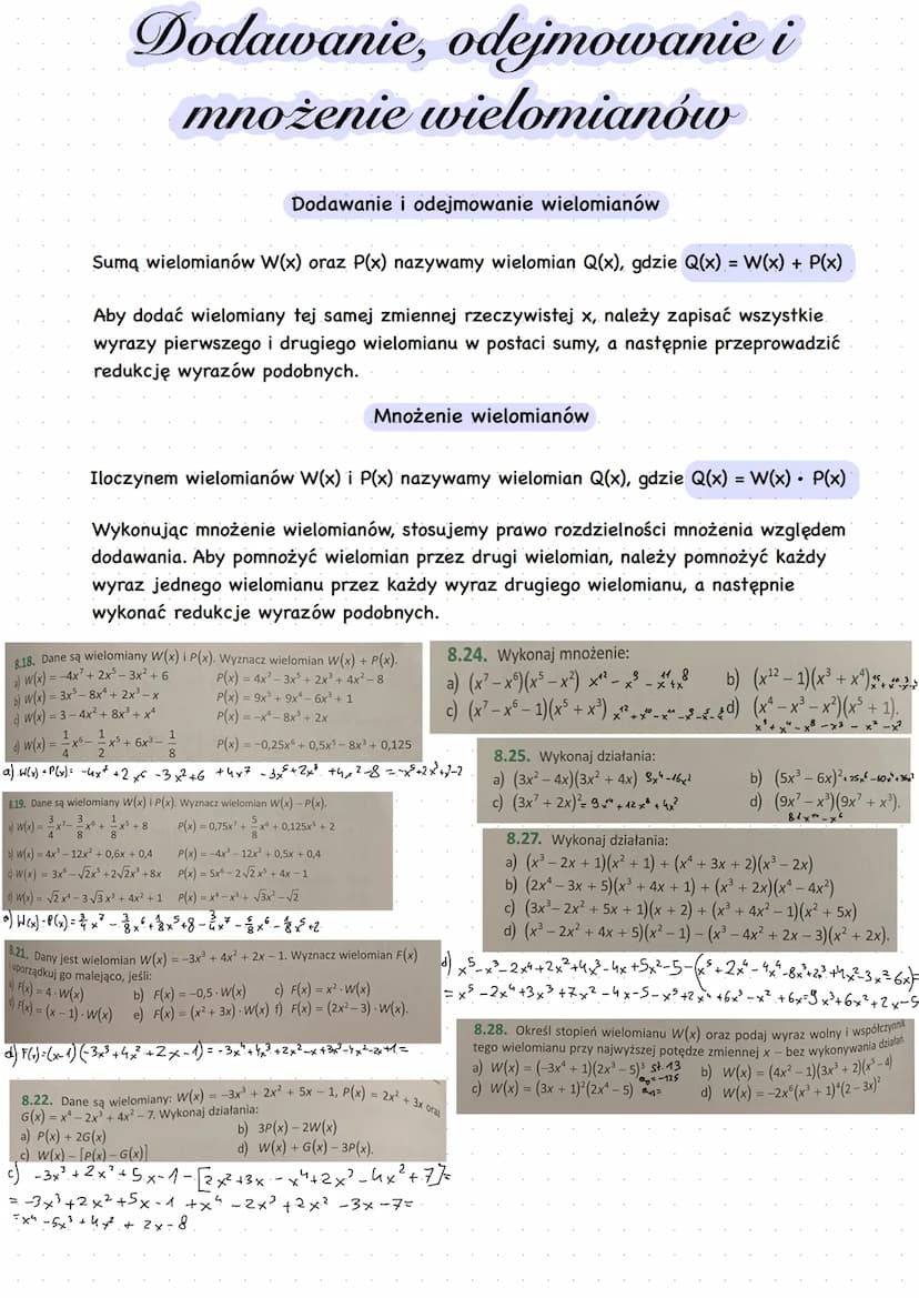 Wielomiany jednej zmiennej rzeczywistej
Jednomianem stopnia n, ne N,, jednej zmiennej rzeczywistej x nazywamy wyrażenie, które
można zapisać