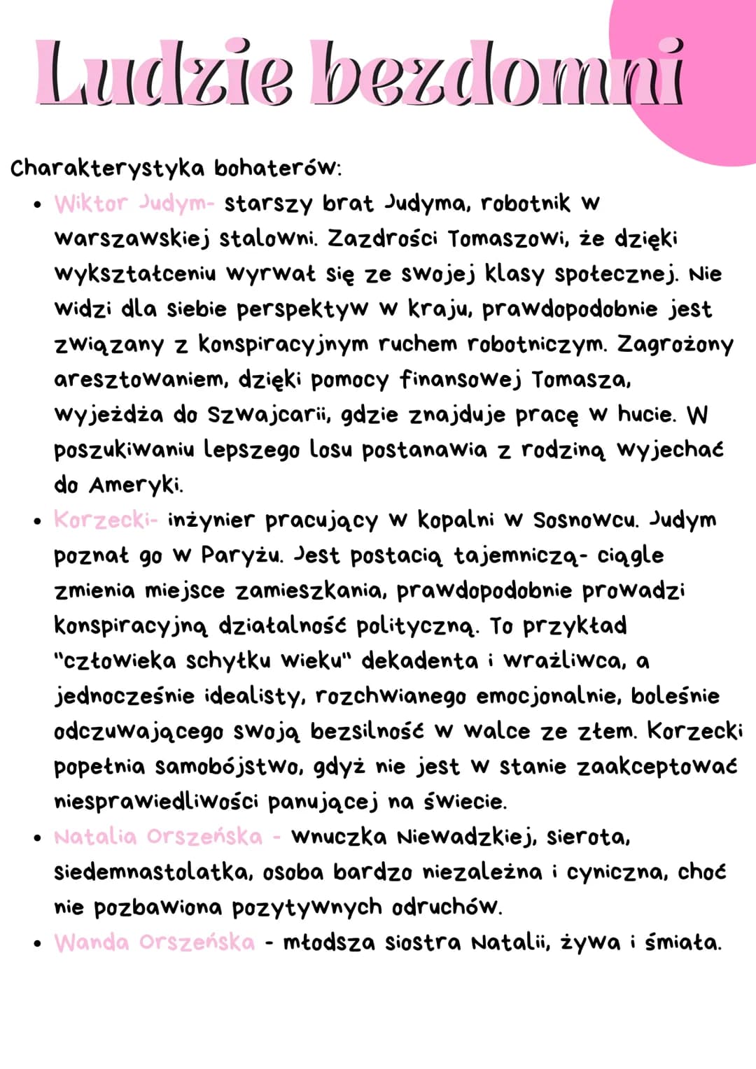 Ludzie bezdomni - streszczenie, bohaterowie, problemy