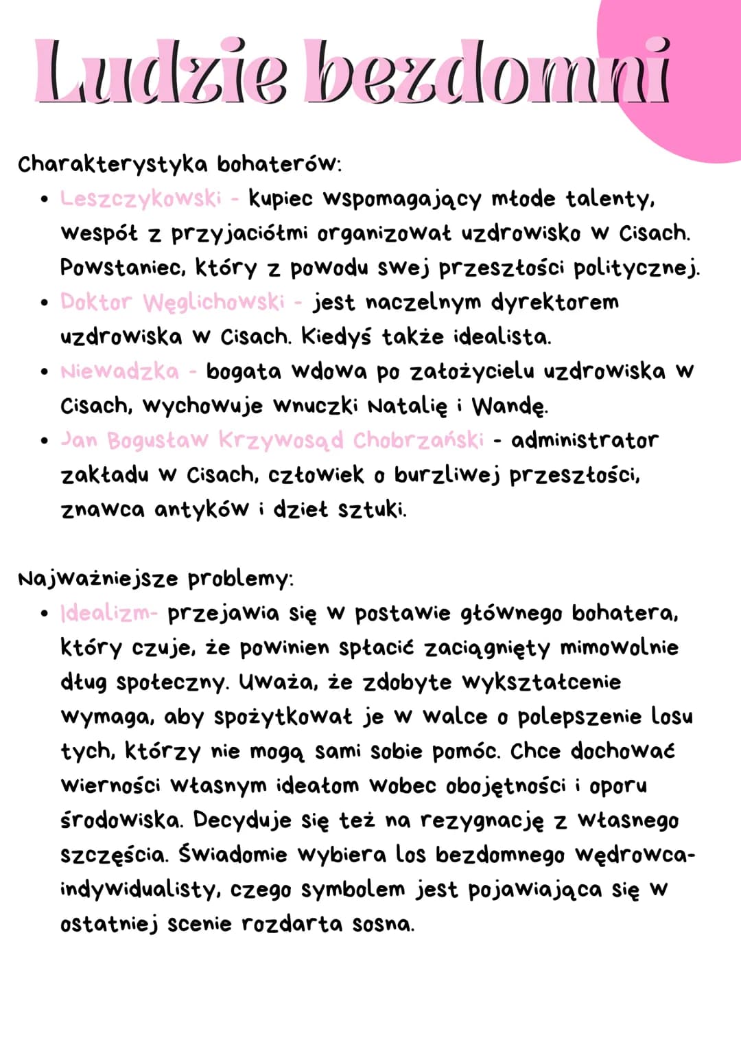 Ludzie bezdomni - streszczenie, bohaterowie, problemy