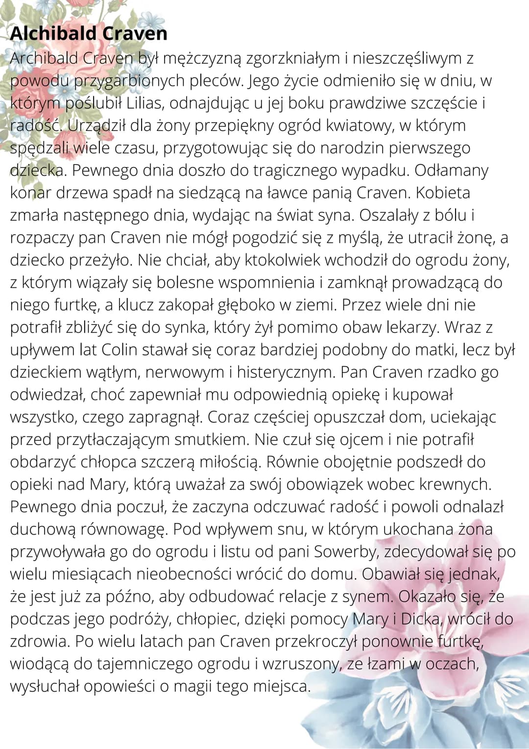 Tajemniczy ogród
Frances Hodgson Burnett
Czas i miejsce akcji
Akcja powieści rozgrywa się w przeciągu kilku
miesięcy pod koniec XIXw. (od wc