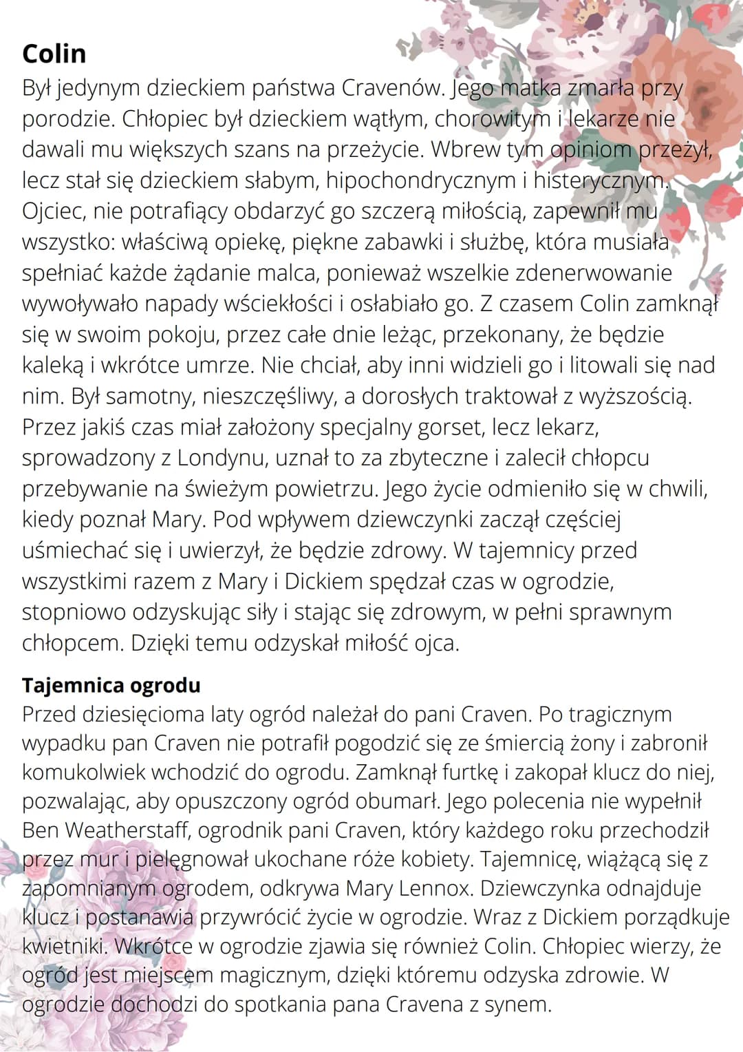 Tajemniczy ogród
Frances Hodgson Burnett
Czas i miejsce akcji
Akcja powieści rozgrywa się w przeciągu kilku
miesięcy pod koniec XIXw. (od wc