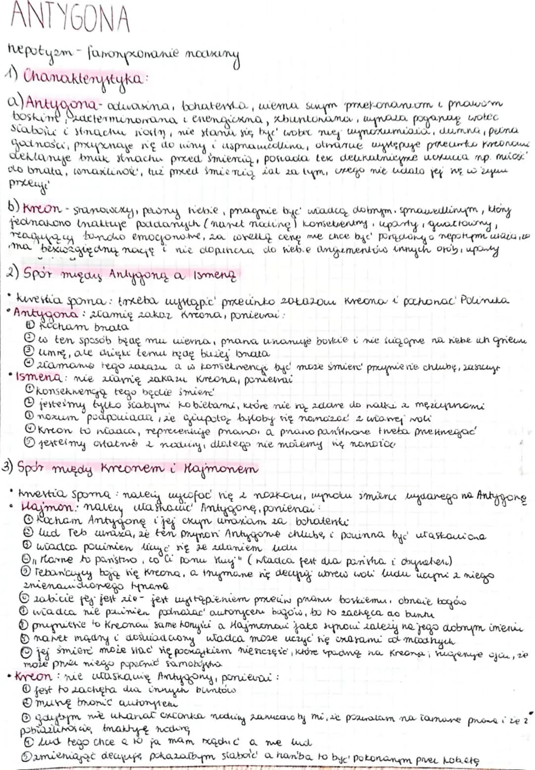 ANTYGONA
nepotysm-famompomanie mocking
1) Chanakterystyka:
a) Antygona- alwaxina, bohatersha, wiema sinym przekonanium i prawom
boskim, zdct