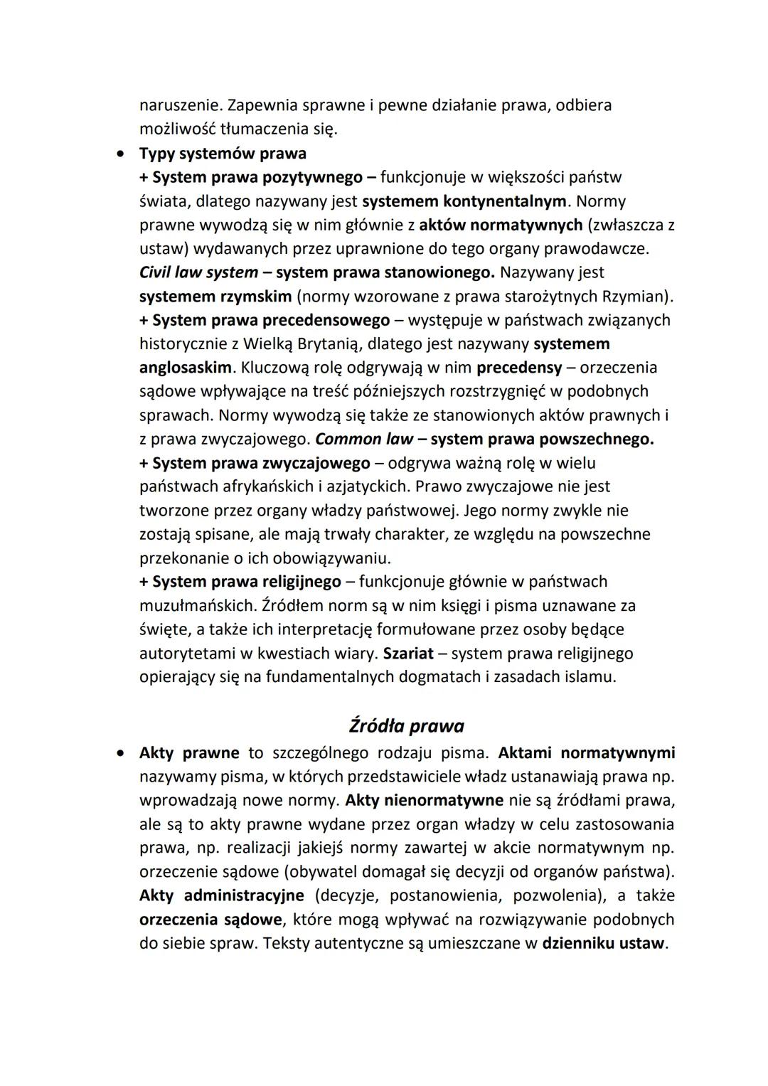 •
PRAWO I JEGO RODZAJE
Prawo w sensie przedmiotowym - obejmuje całość lub część norm
zawartych w przepisach prawnych, które regulują relacje