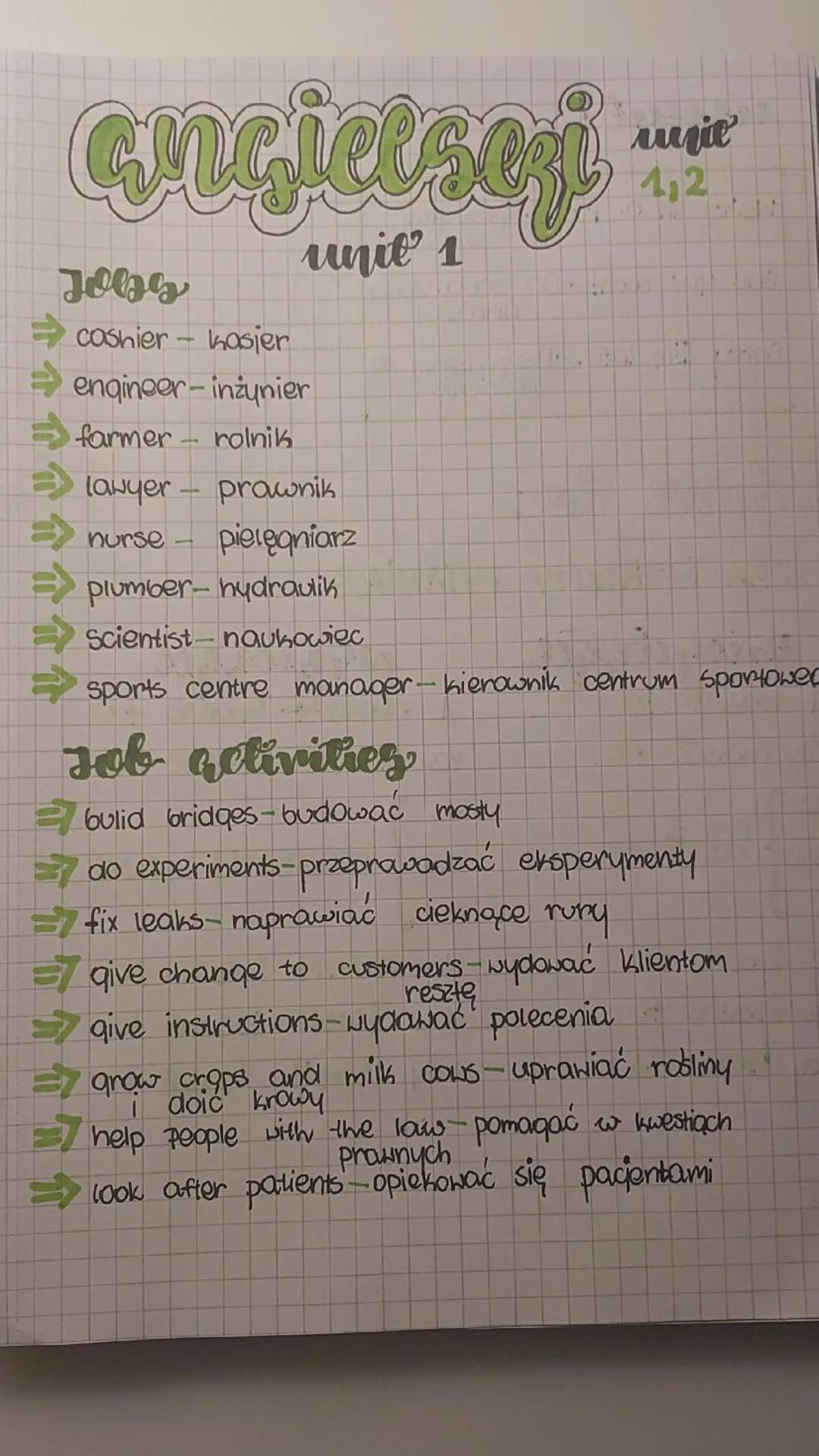 Angielski Klasa 6: Unit 1 - Słówka i Konstrukcje