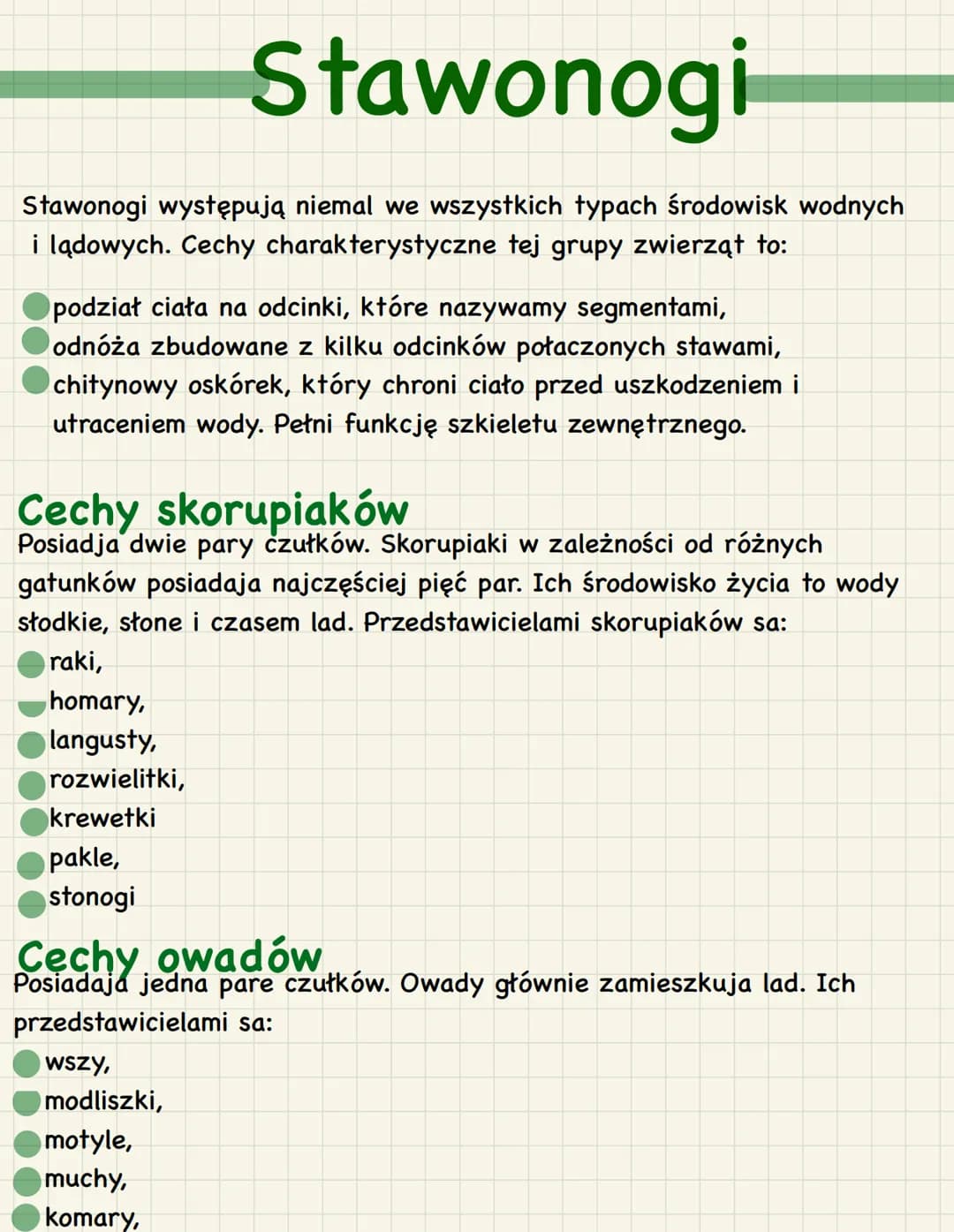 Stawonogi
Stawonogi występują niemal we wszystkich typach środowisk wodnych
i lądowych. Cechy charakterystyczne tej grupy zwierząt to:
podzi