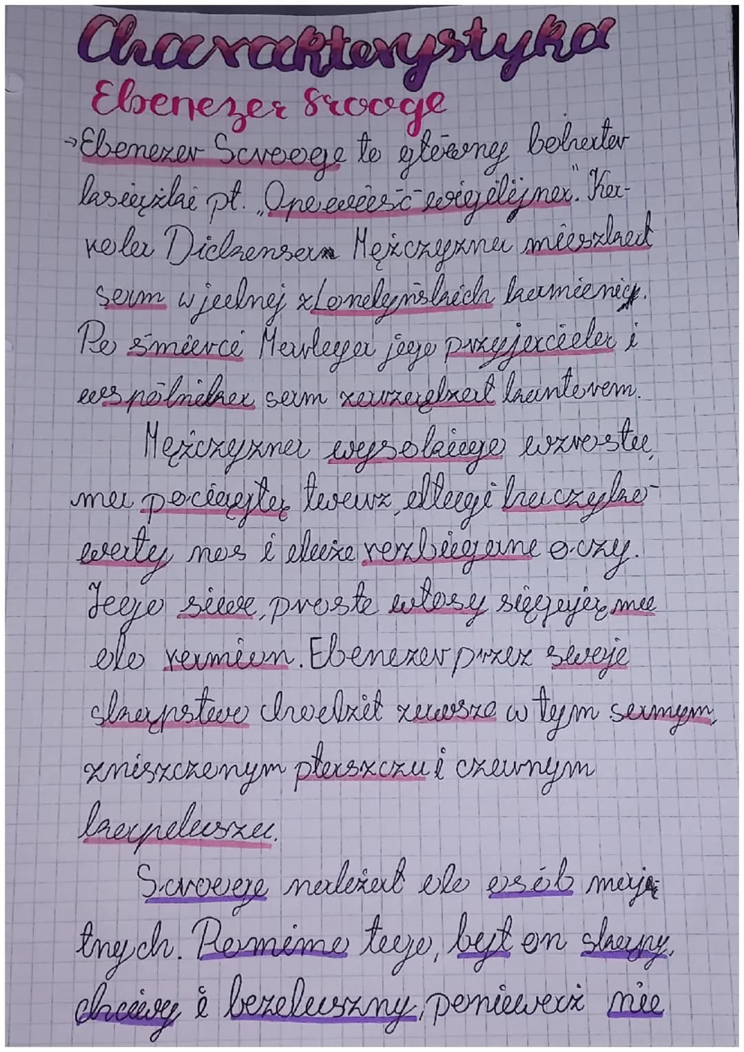Charakterystyka
Ebenezer srooge
•Ebenezer Screege to gleivng belreiter
glowny
lasijilai pt. „ Ope weesc wigilijnex. Her
voler Dickzensem Meż