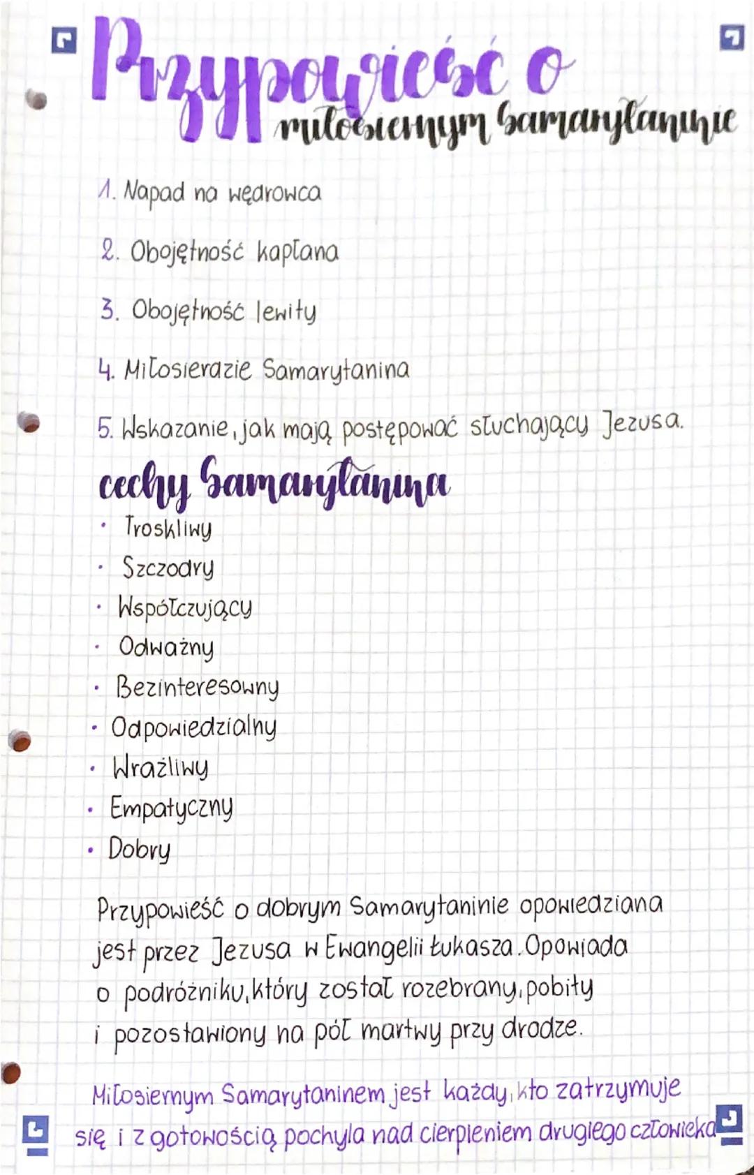 • Przypeyrese o
.
.
.
•
.
•
milo siamym Gamanjlanique
1. Napad na wędrowca
2. Obojętność kapłana
3. Obojętność lewity.
4. Miłosierdzie Samar