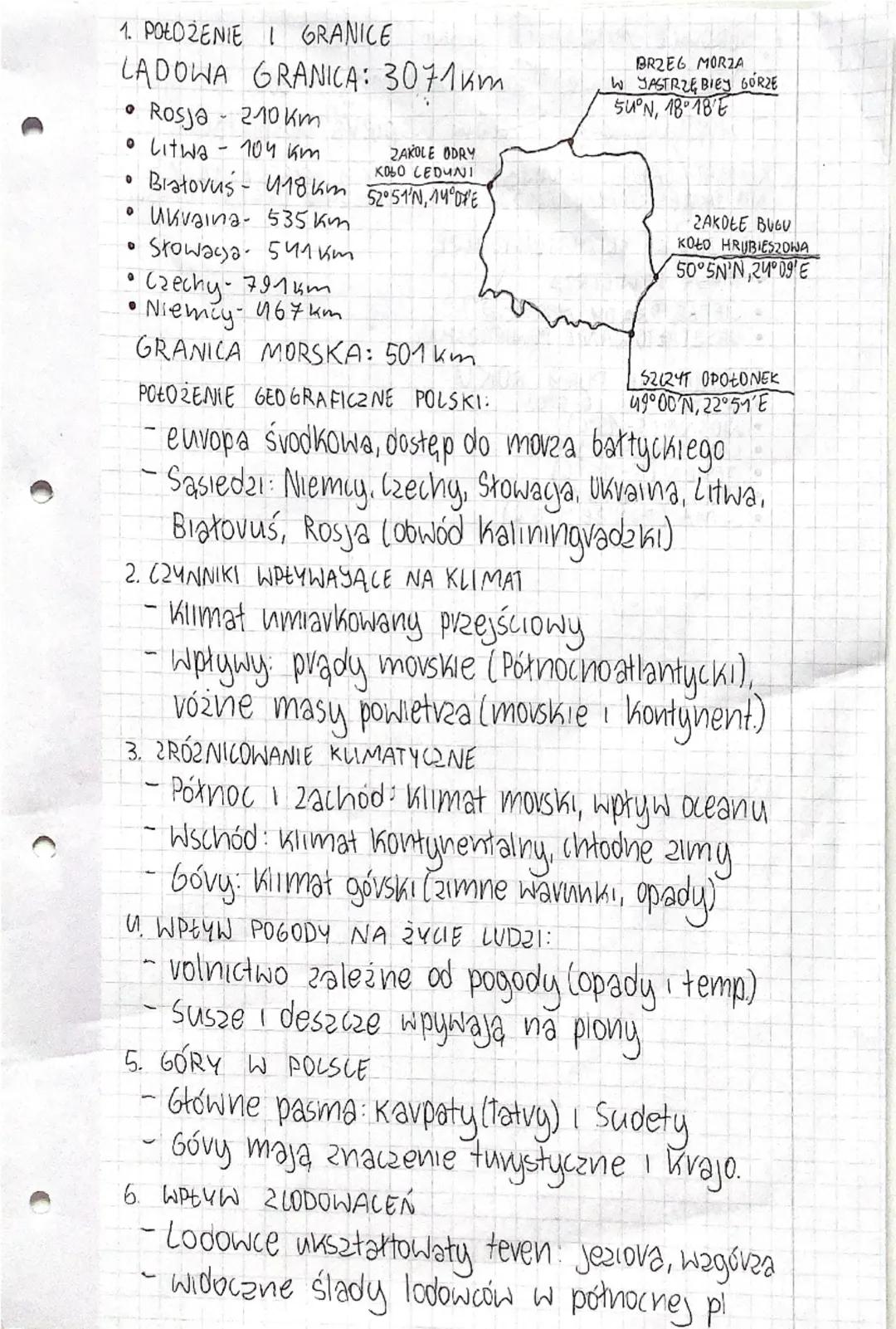 # 1. POŁOŻENIE I GRANICE
LADOWA GRANICA: 3071km
- Rosja - 210 km
- Litwa - 104 km
- Białoruś - 418 km
- Ukraina - 535 km
- Słowacja - 541 km