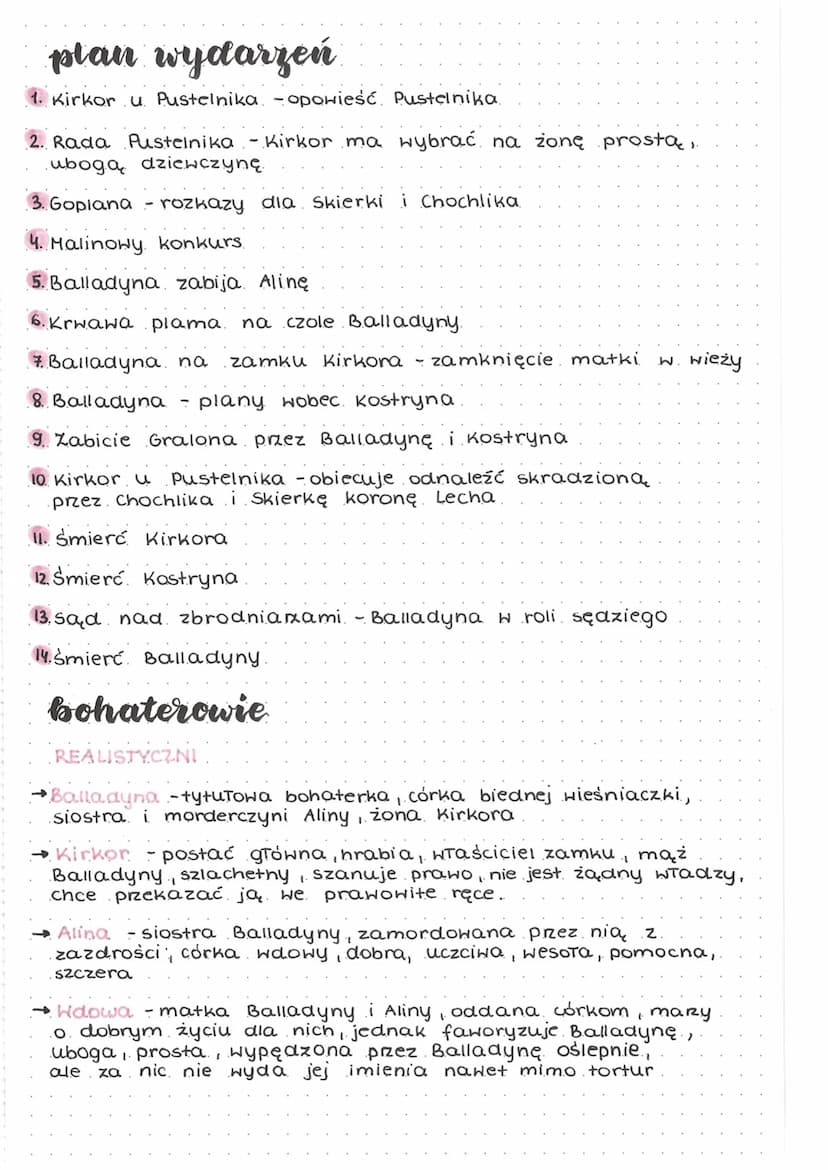 Balladyna
gatunek
→ utwór dramatyczny., tragedia.
→składa się z podzielonych na sceny 5. aktów i epilogu.
elementy fantastyczne przeplatają 