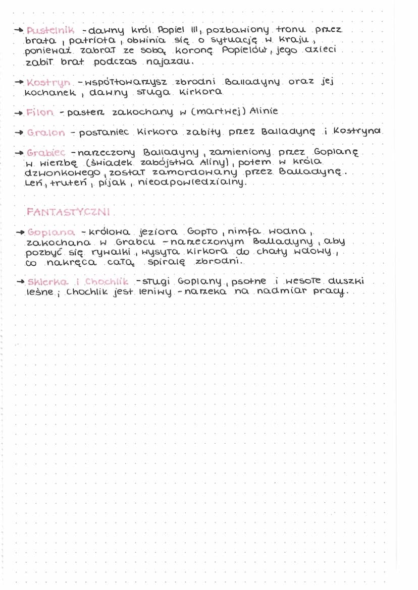 Balladyna
gatunek
→ utwór dramatyczny., tragedia.
→składa się z podzielonych na sceny 5. aktów i epilogu.
elementy fantastyczne przeplatają 