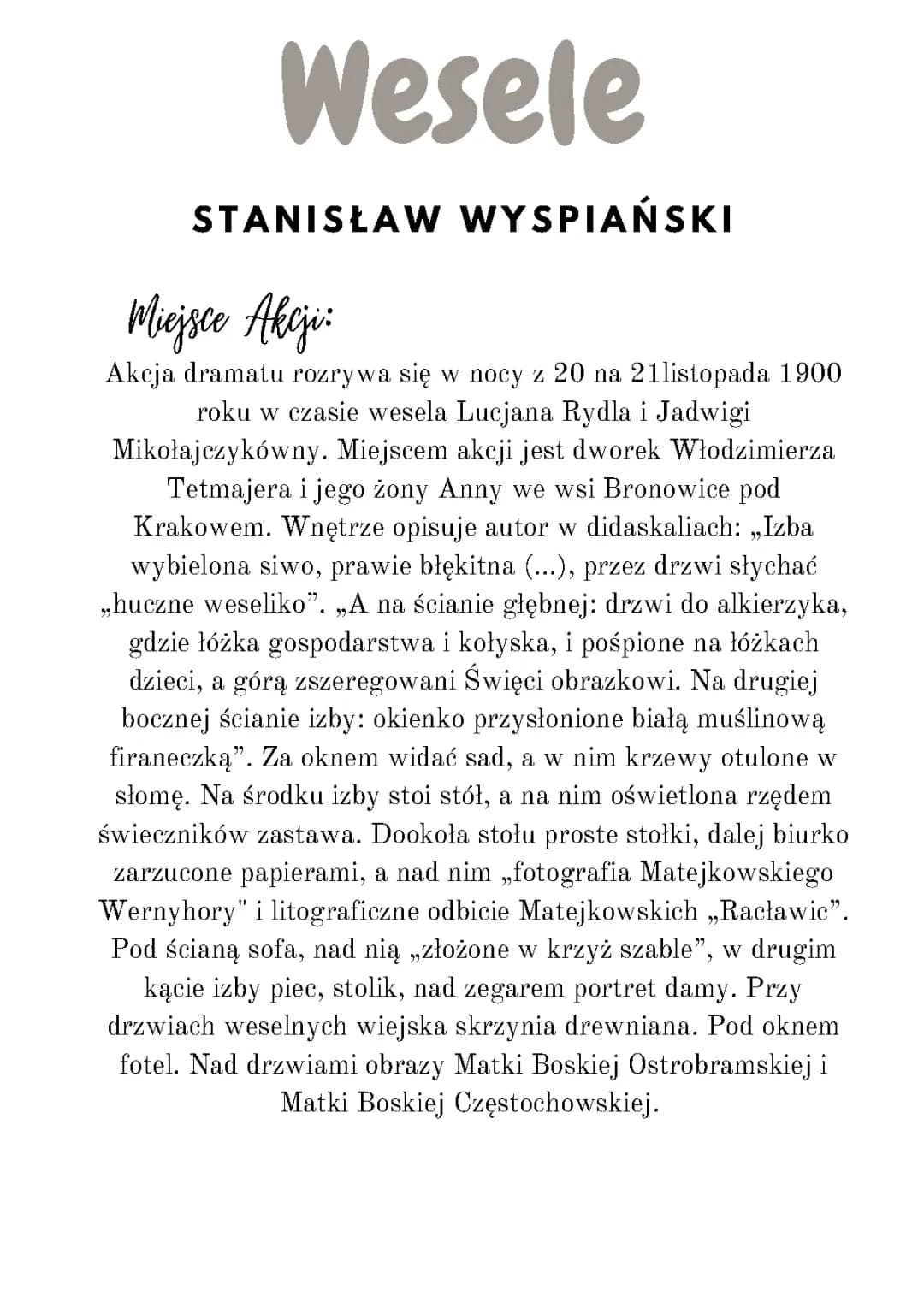 „Wesele” Stanisław Wyspiański