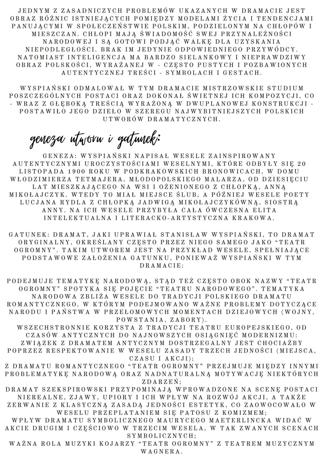 Wesele
STANISŁAW WYSPIAŃSKI
Miejsce Akcji:
Akcja dramatu rozrywa się w nocy z 20 na 21listopada 1900
roku w czasie wesela Lucjana Rydla i Ja