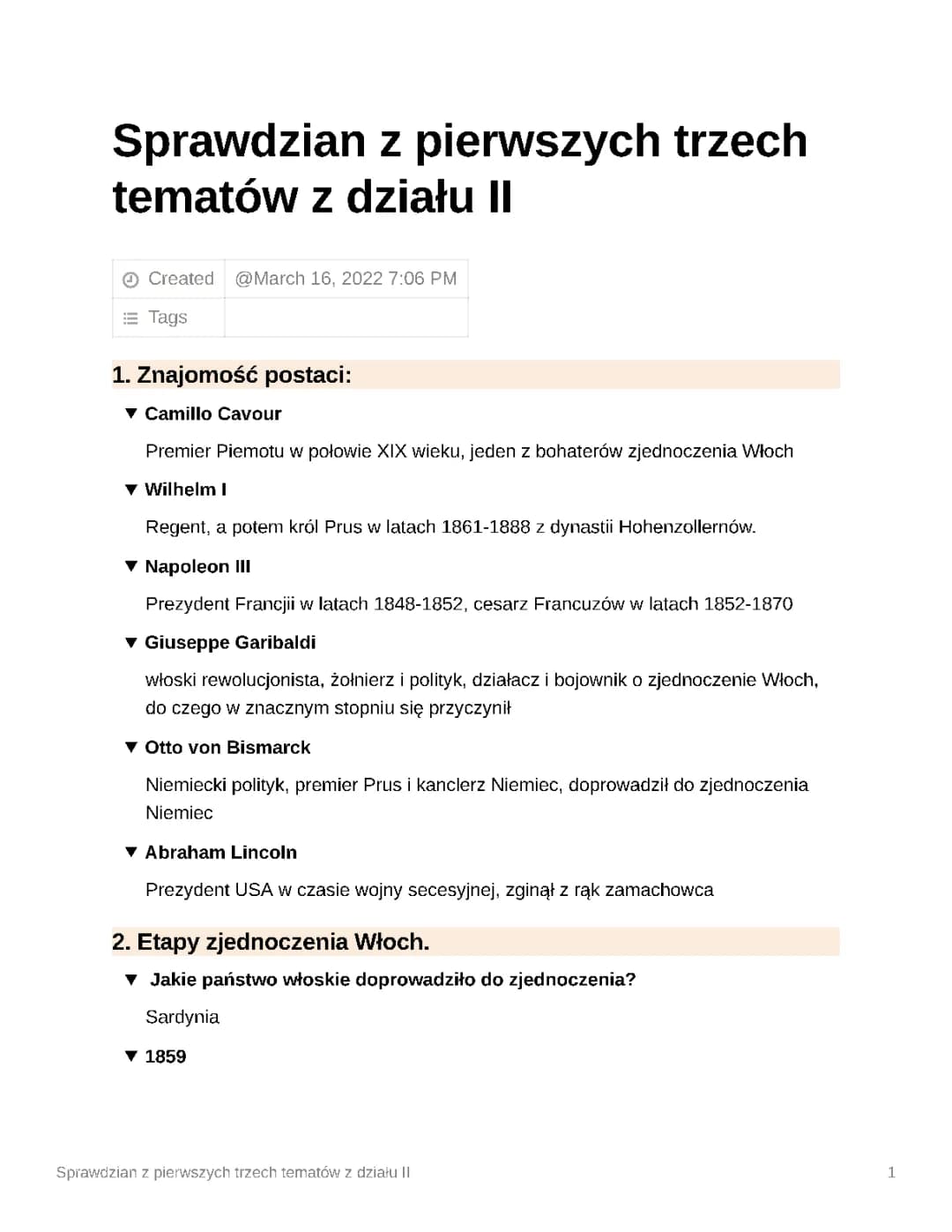 Wojna secesyjna, zjednoczenie Włoch i Niemiec - przyczyny, skutki, mapy
