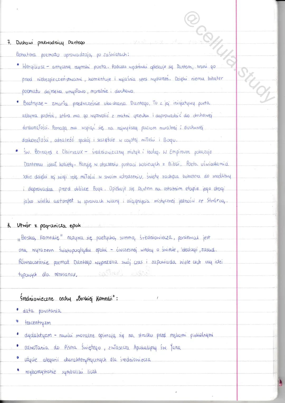 notatka
167-168
Temat:
it
Boska komedia "
@cellula.study
Dante Alighieri.
und
Boska Study
1. Geneza utworu
Impulsem do stworenia Boskiej Kom