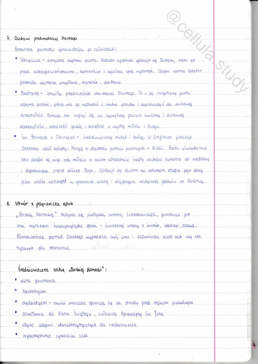 notatka
167-168
Temat:
it
Boska komedia "
@cellula.study
Dante Alighieri.
und
Boska Study
1. Geneza utworu
Impulsem do stworenia Boskiej Kom