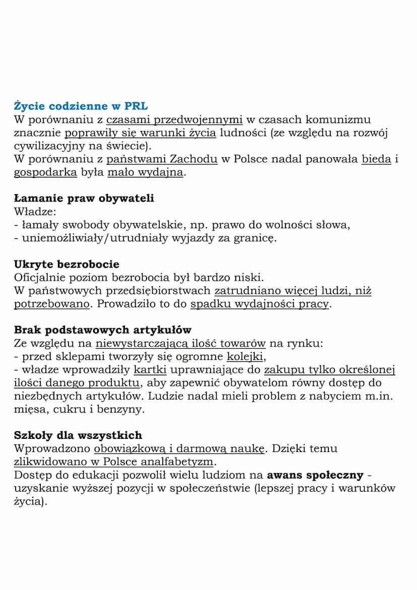 --- OCR Start ---
Życie na kredyt
Gierek propagował hasło: „Aby Polska rosła w siłę, a ludzie żyli
dostatniej”.
W czasach Gierka:
- cofnięto