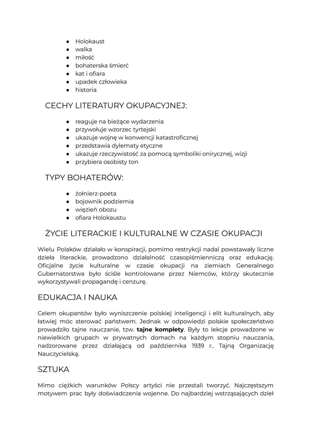 LITERATURA WOJNY I OKUPACJI
CHRONOLOGIA
Ramy czasowe są ściśle związane z wybuchem i zakończeniem II wojny
światowej.
●
INNE NAZWY EPOKI
poc