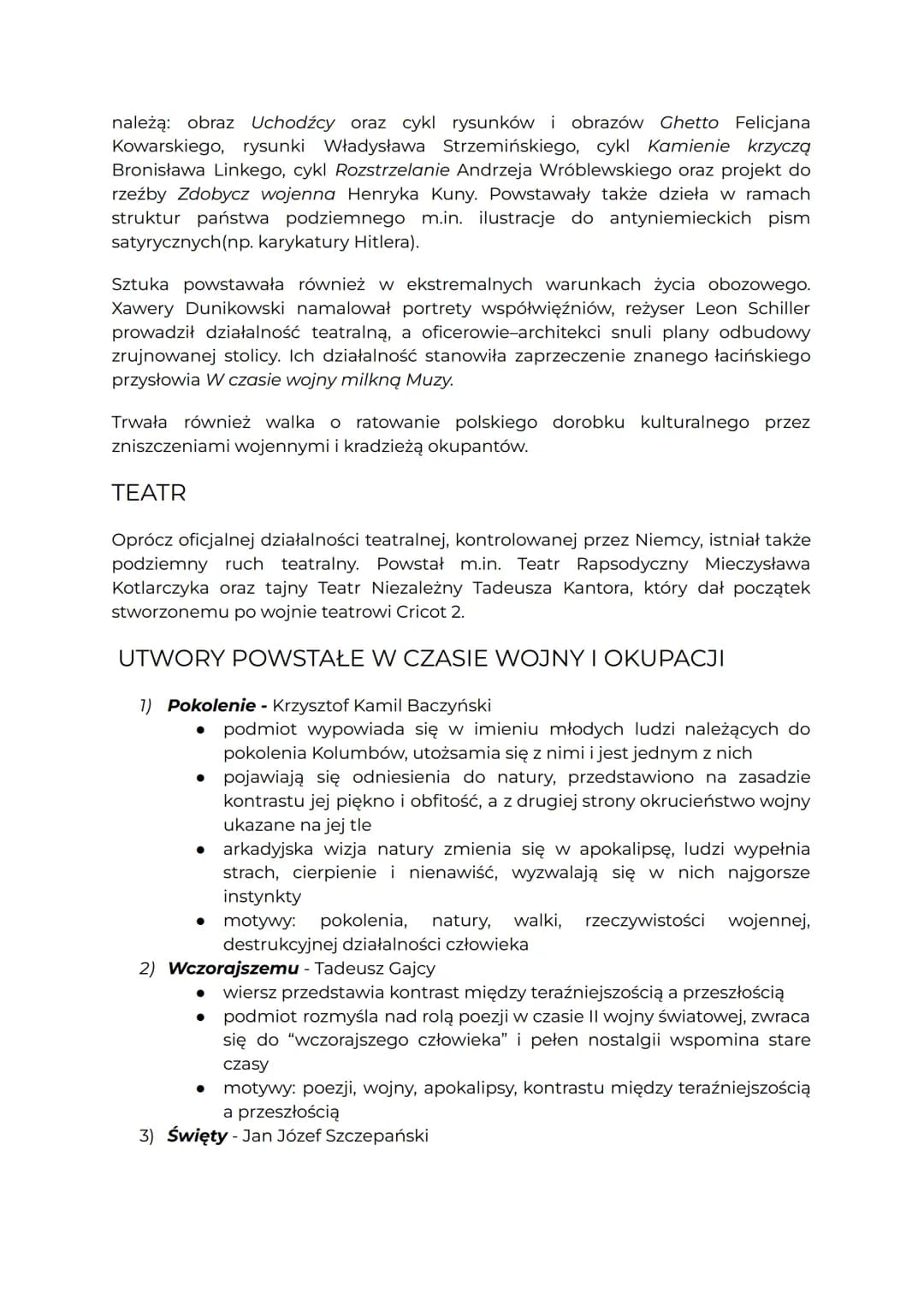 LITERATURA WOJNY I OKUPACJI
CHRONOLOGIA
Ramy czasowe są ściśle związane z wybuchem i zakończeniem II wojny
światowej.
●
INNE NAZWY EPOKI
poc