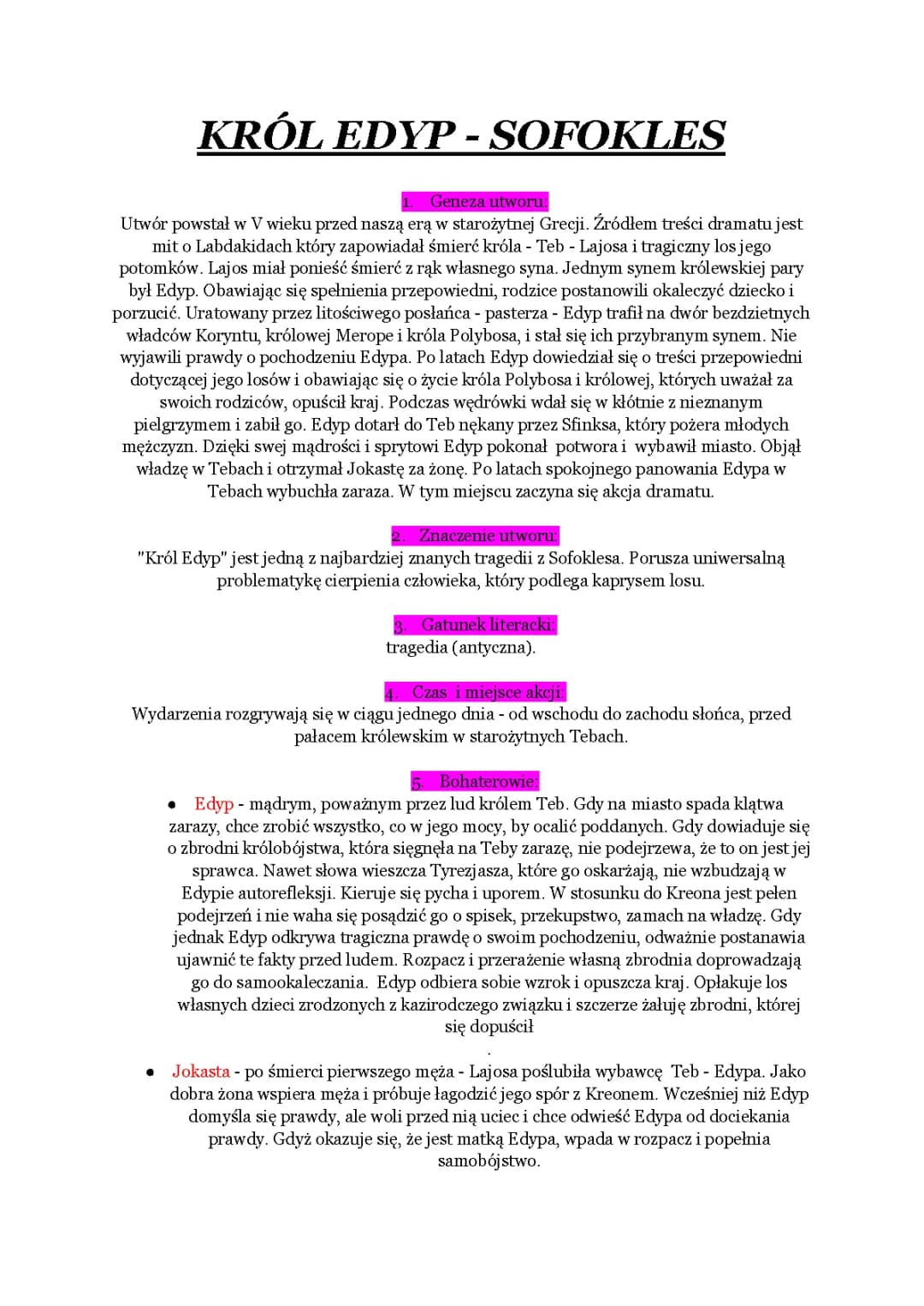Król Edyp i Mit o Labdakidach - Streszczenie i Plan Wydarzeń