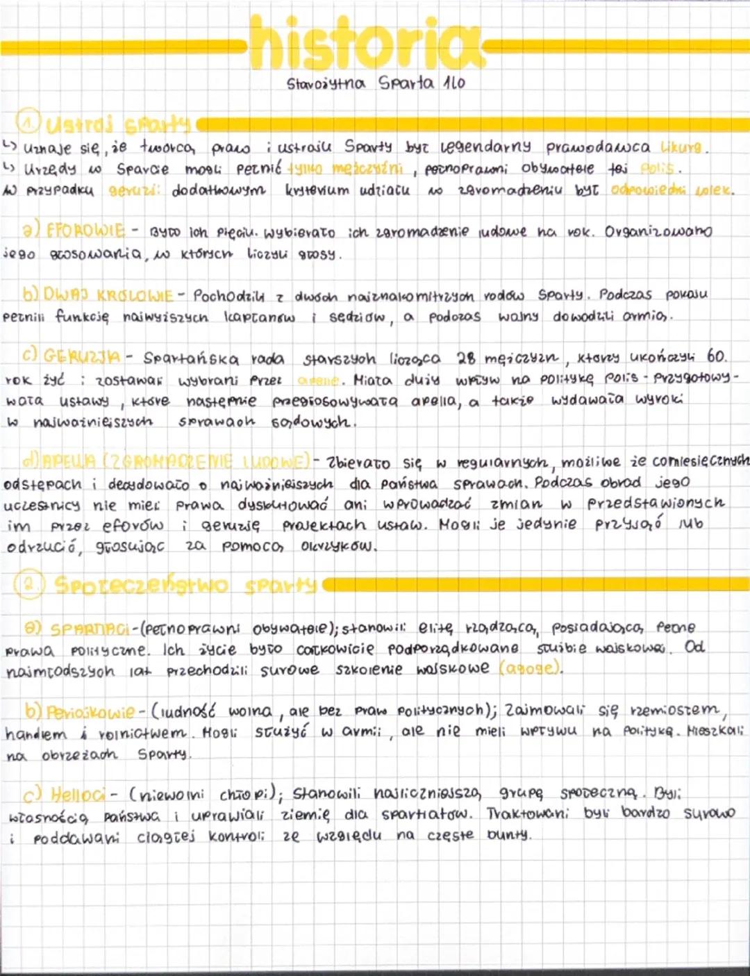 # historia-
Starożytna Sparta 110

Ustraj sparty

↳ uznaje się, że tworca praco i ustrajk Sparty byt legendarny prawodawca likura.

↳ Urzędy