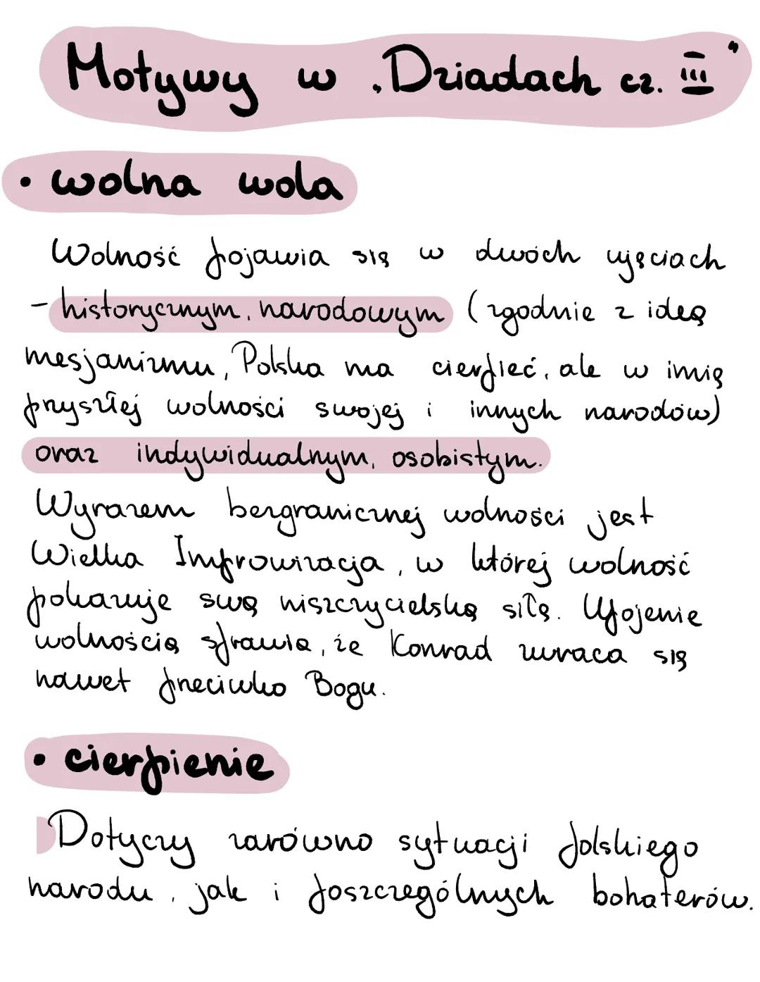 Dziady cz. 3 - motywy