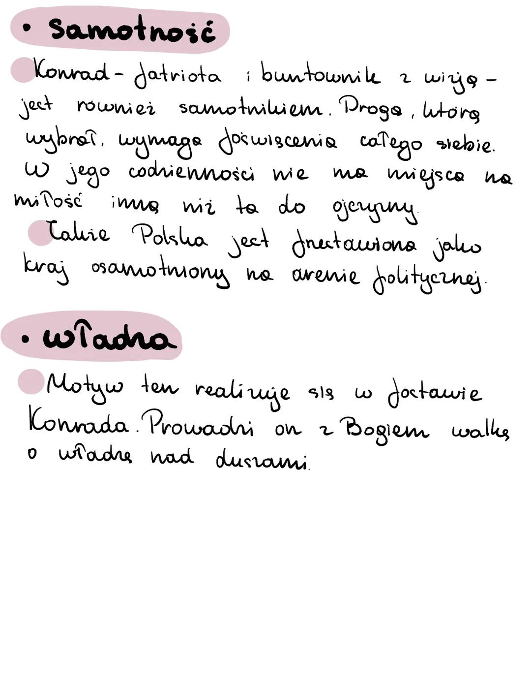 # Motywy w. Driadach cz. III

- wolna wola

Wolność Jojawia sis w dwoch ujęciach
- historycznym, navodowym (zgodnie z ideg
mesjanizmu, Polsk
