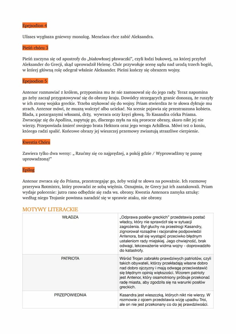 Odprawa posłów Greckich
IDEA
To pierwszy polski dramat nowożytny. Porusza problem odpowiedzialności za decyzje polityczne.
Atenor, rzecznik 