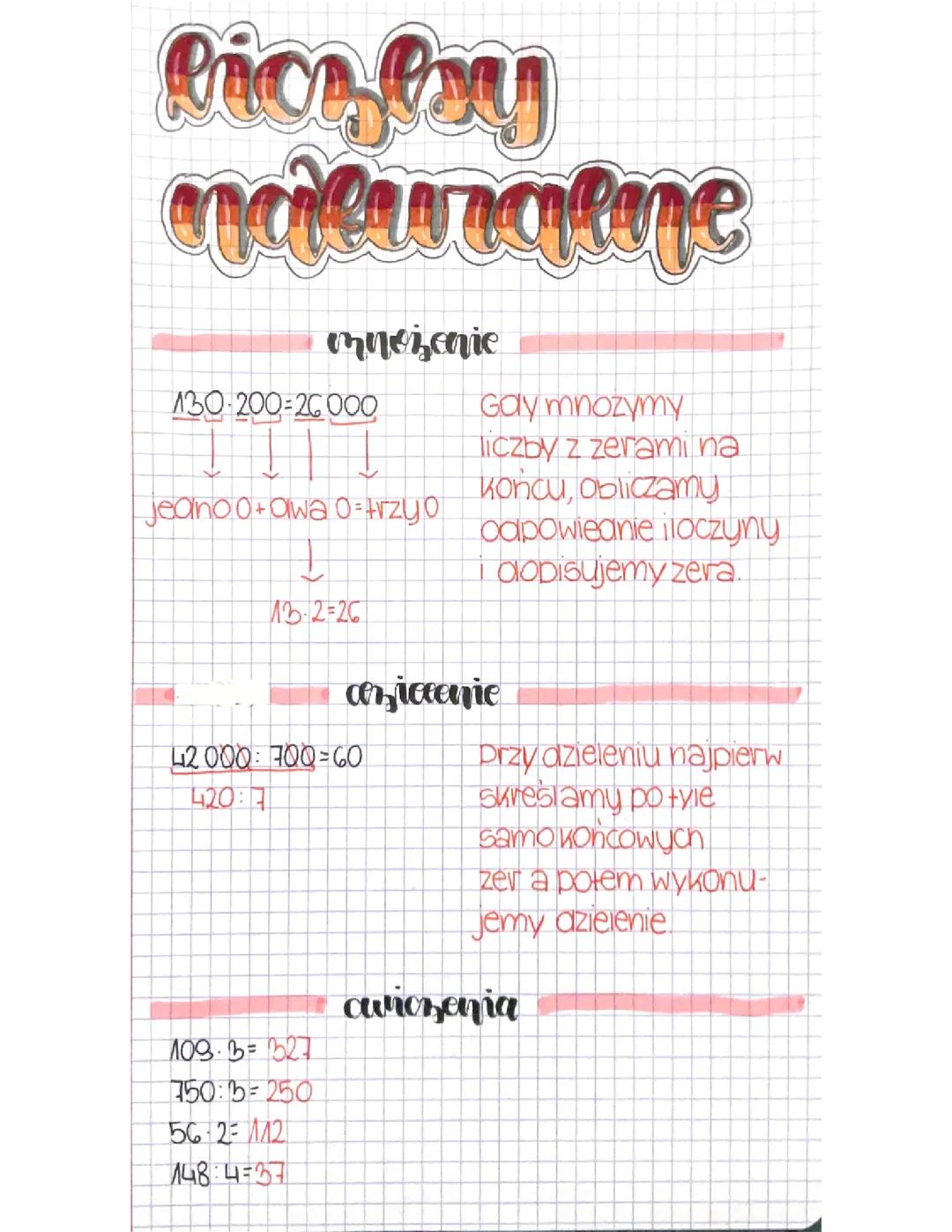 Rachunki pamięciowe- Liczby naturalne